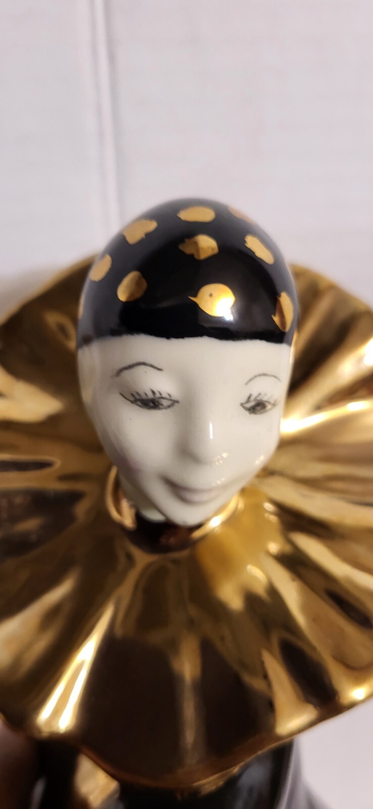 Vintage Art Deco Black Gold French Pantomime/Clown Mime 10″