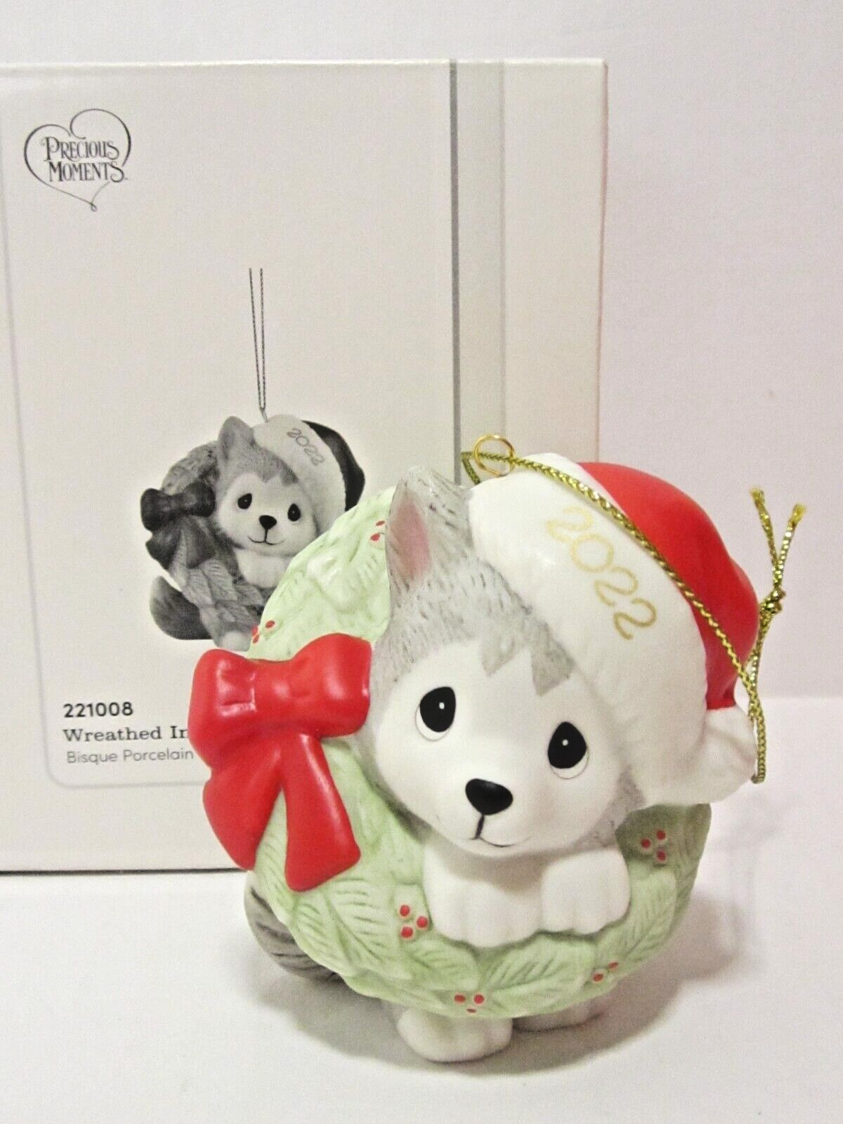 NEW Precious Moments 2022 Wreathed In Christmas Joy Dated DOG Ornament B27