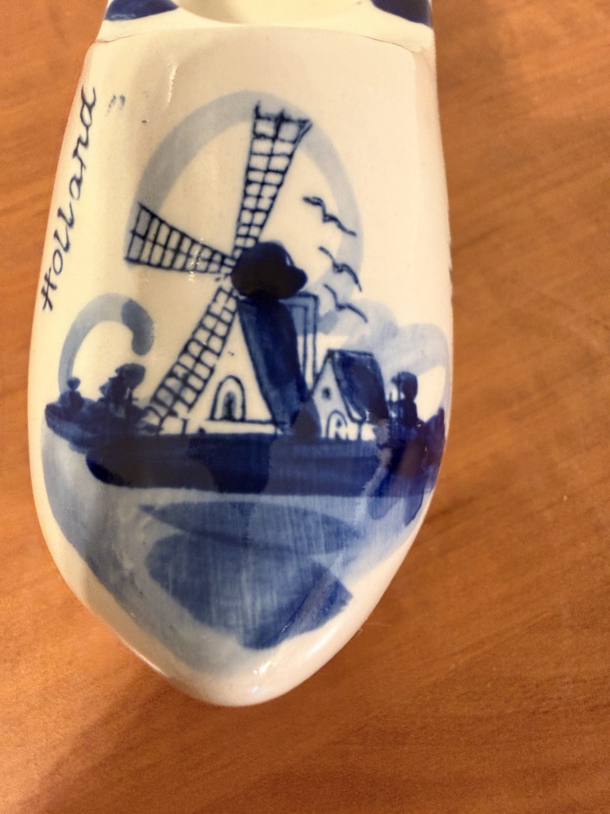 Delft Blue White Porcelain Clog Shoe Windmill Holland Hand Painted Candle Holder