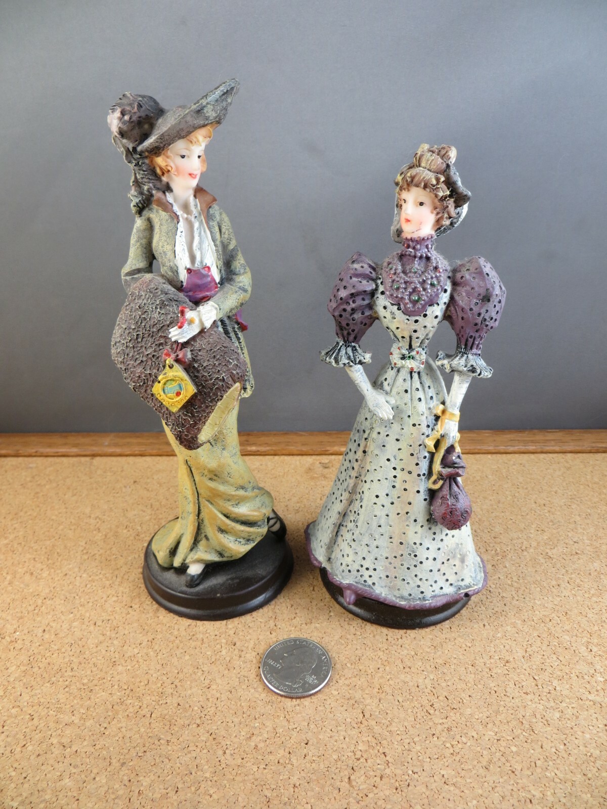 2 Resin Victorian Lady Women Fashion Figurine B’s Collection Purple Outfits 7″
