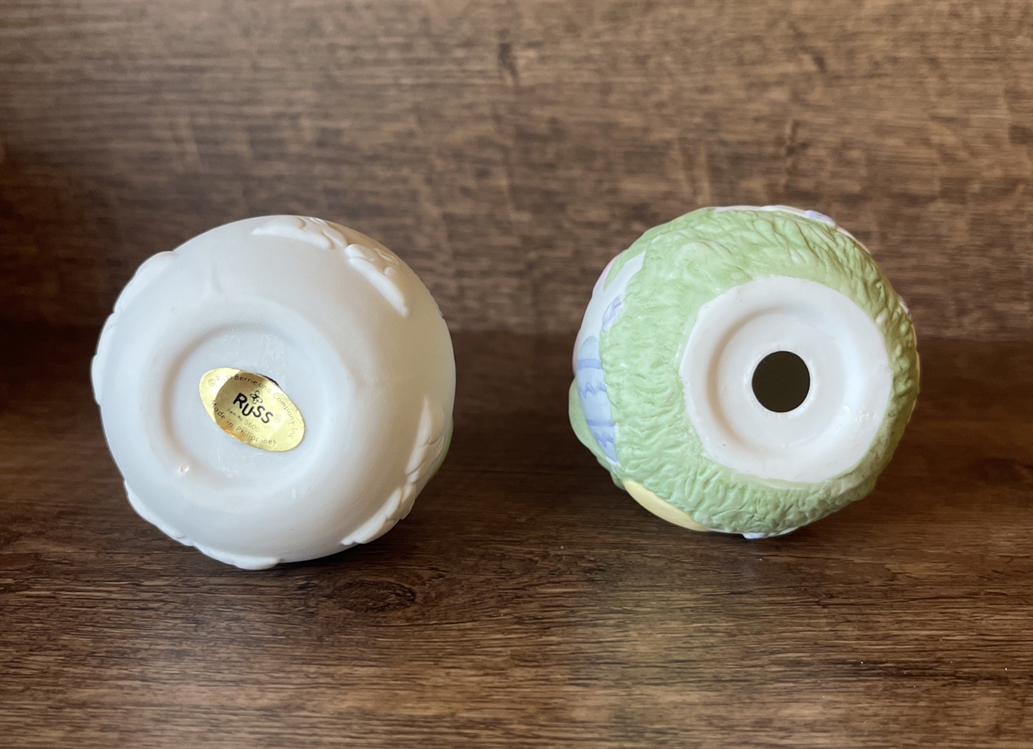 VTG RUSS Porcelain Easter Eggs I LOVE YOU & YOU’RE MY HONEY BUNNY Collectible