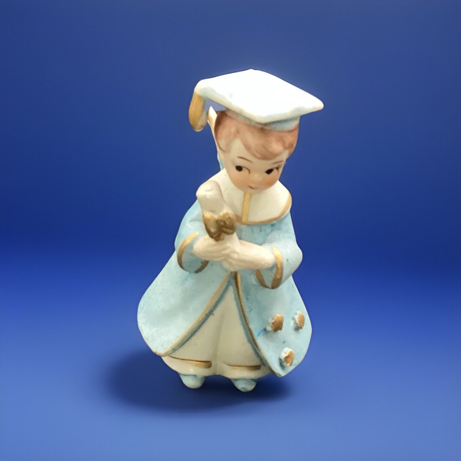 Vtg Boy Graduation Angel High School College Figurine 4″ – Made In Korea