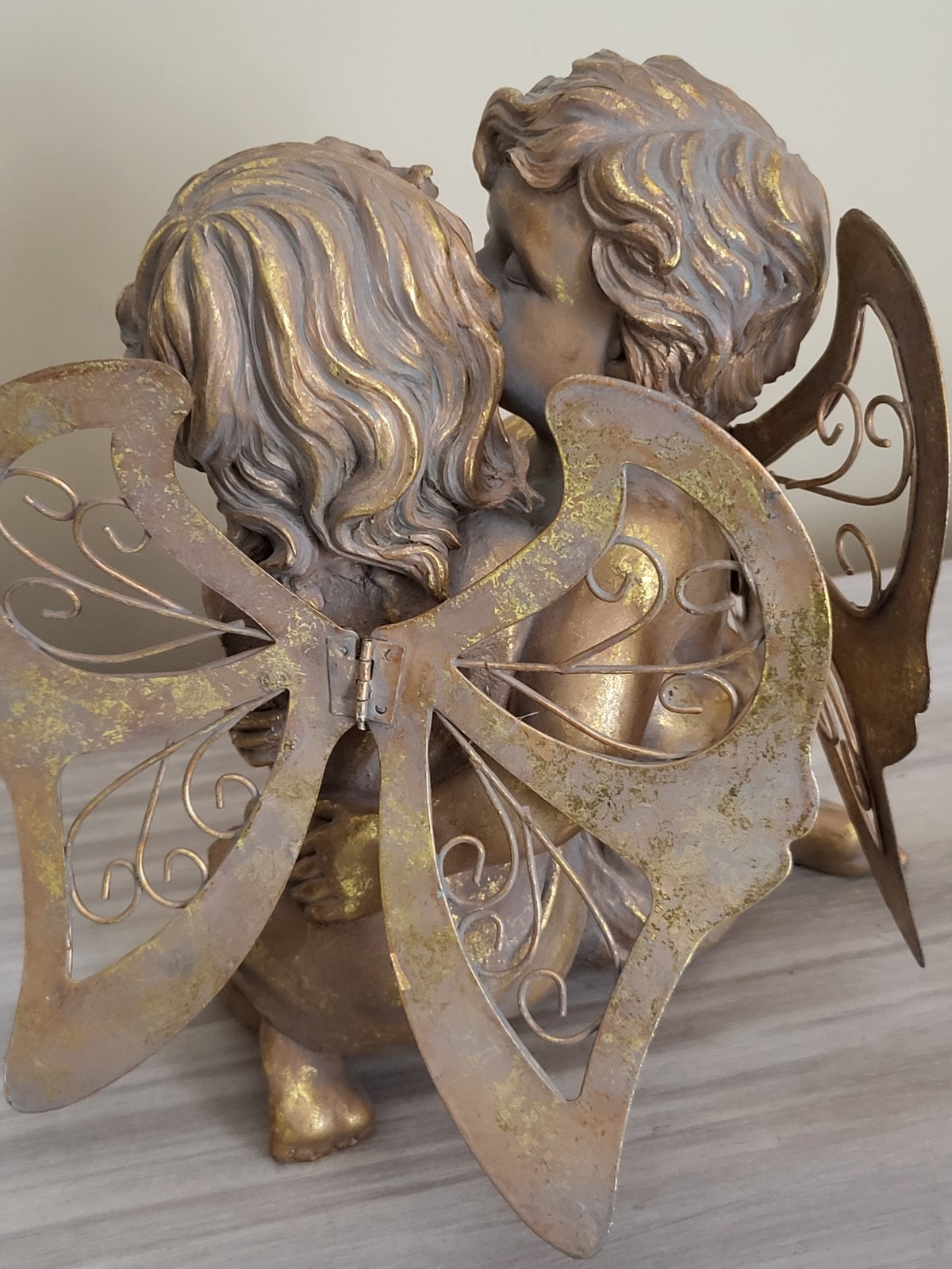 Cherub Angels Baroque Rocco Gold Shelf Sitter Wings Large Heavy Resin 8″ x 10″
