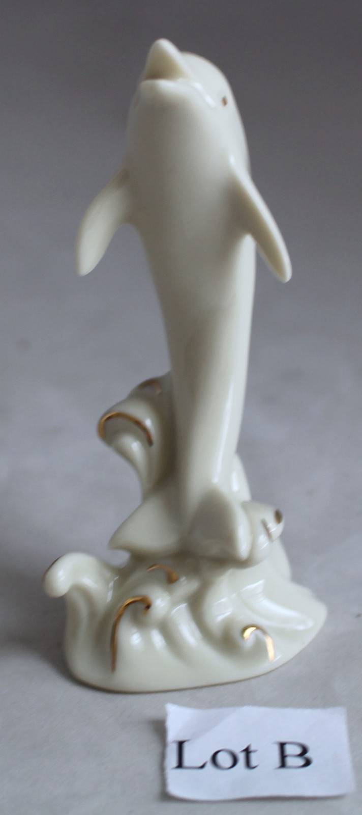 Lenox Leaping Dolphin Figurine Ivory Porcelain 24K Gold Accents 4″ Excellent