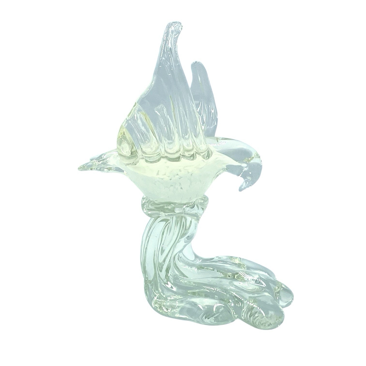 Art Glass Bird In Flight on Wave Water Figurine Seagull Sculpture White Center