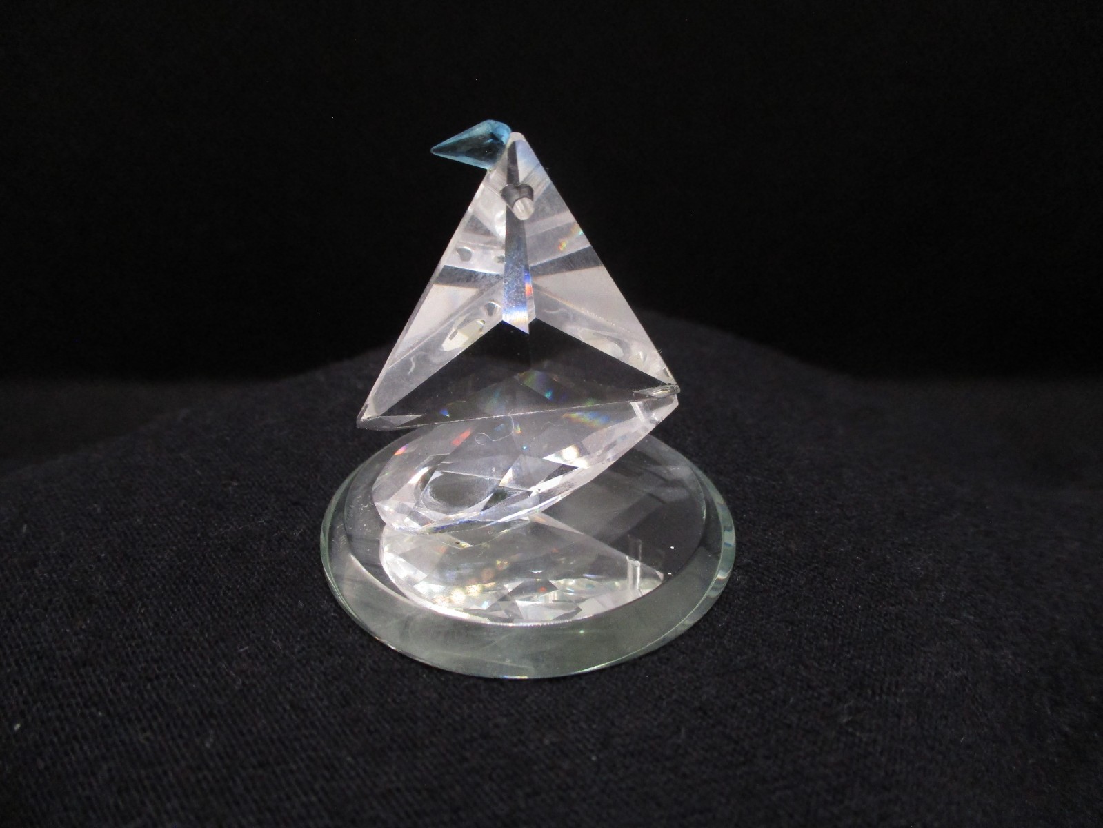Austrian Crystal Sailboat on crystal stand. Unknown manufacturer.