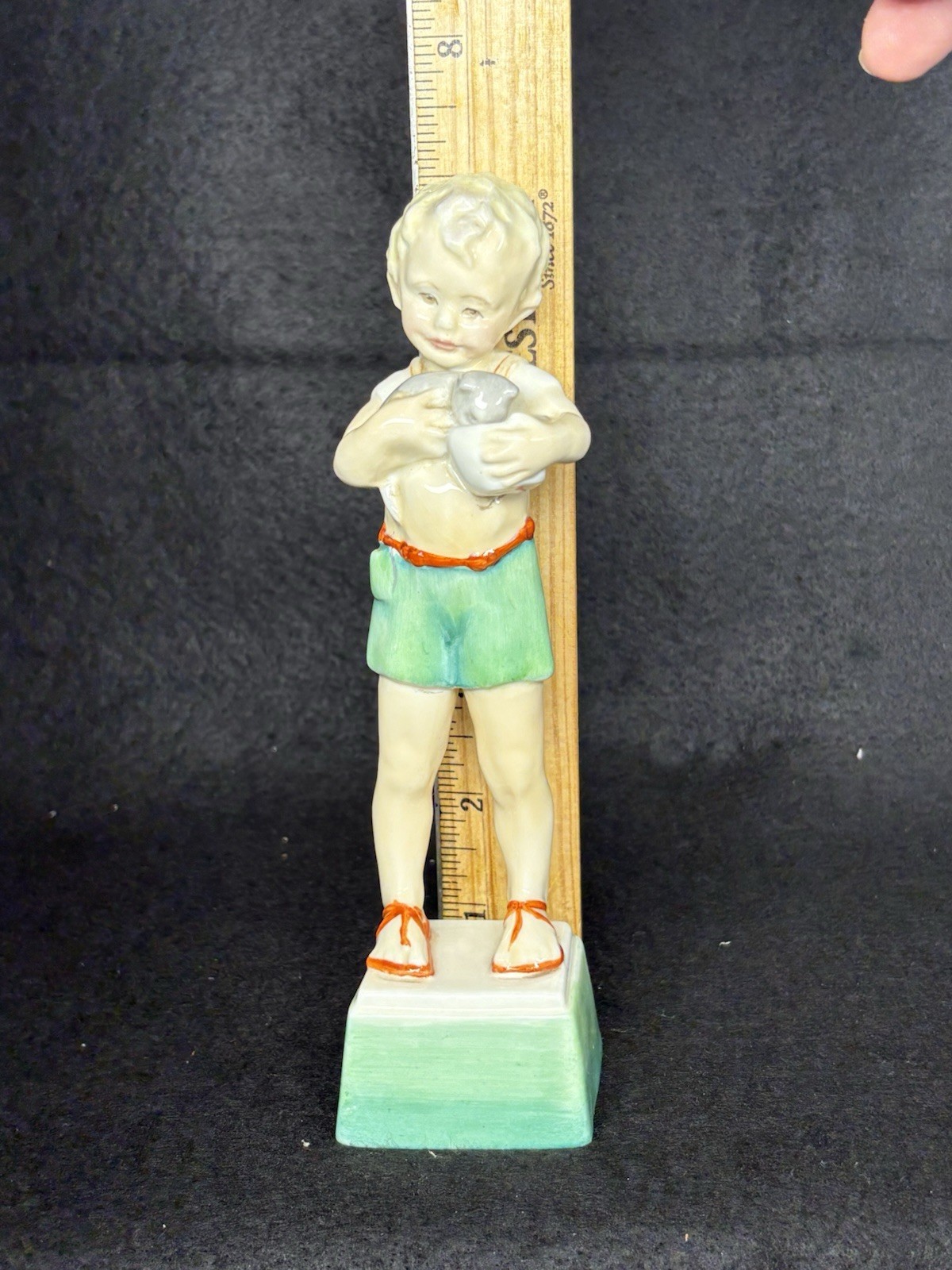 Royal Worcester Friday’s Child Is Loving And Giving 7 Inch Figurine Boy With Cat