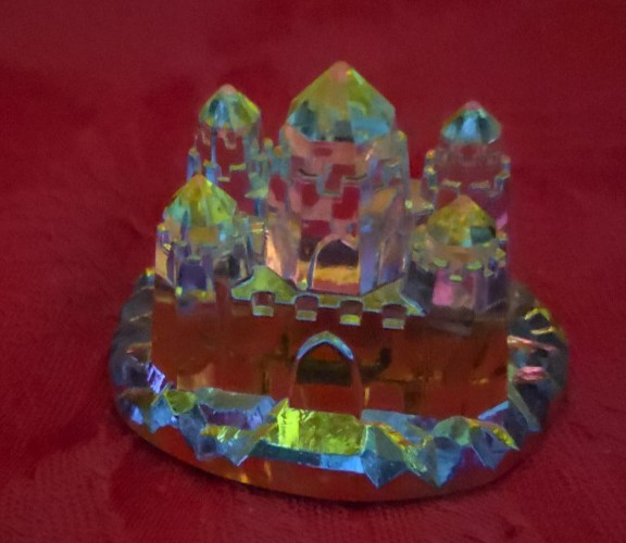 80’s Small Multi-Colored Crystal Castle Handcrafted Faceted Castle Germany