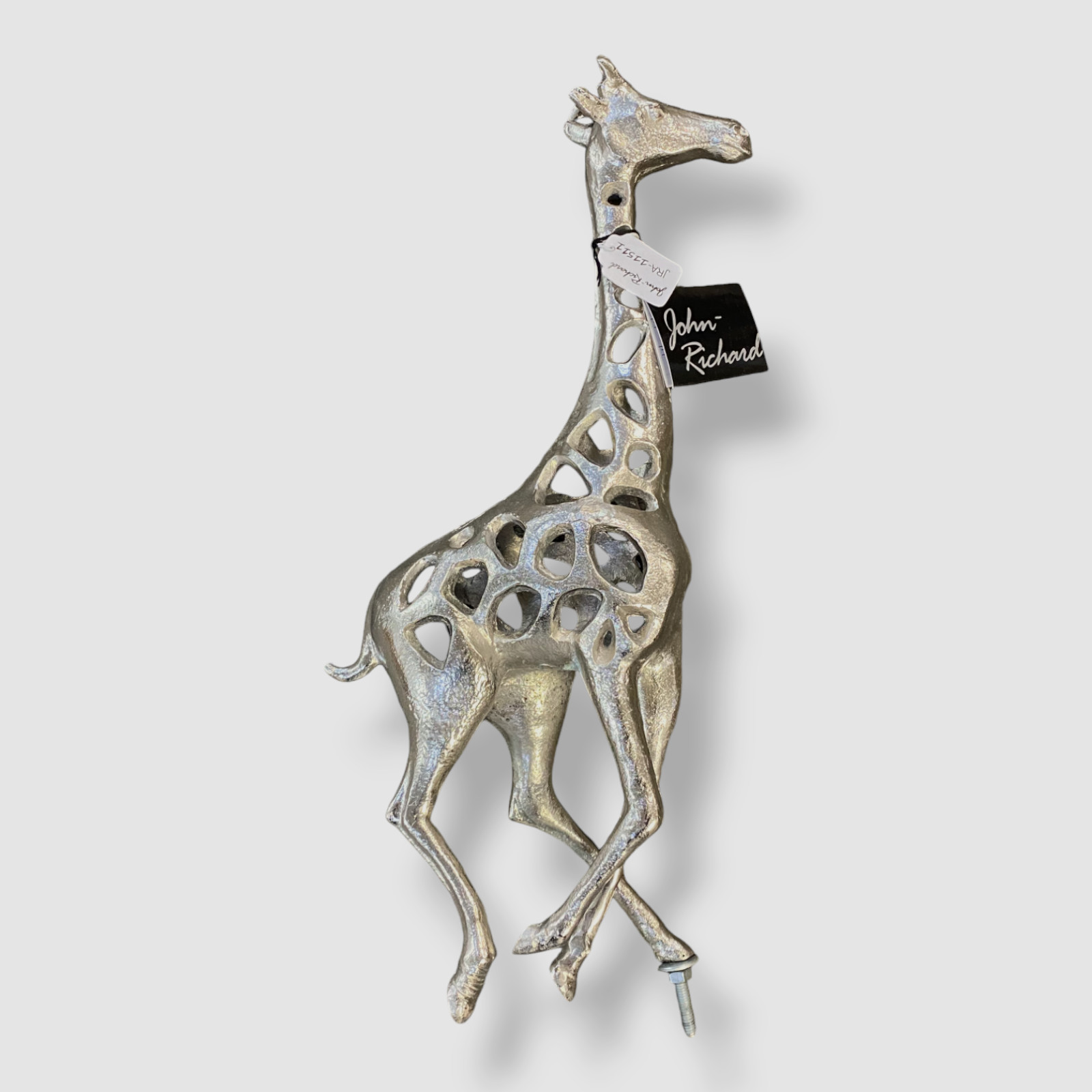John Richards Silver Giraffe in Motion Sculpture