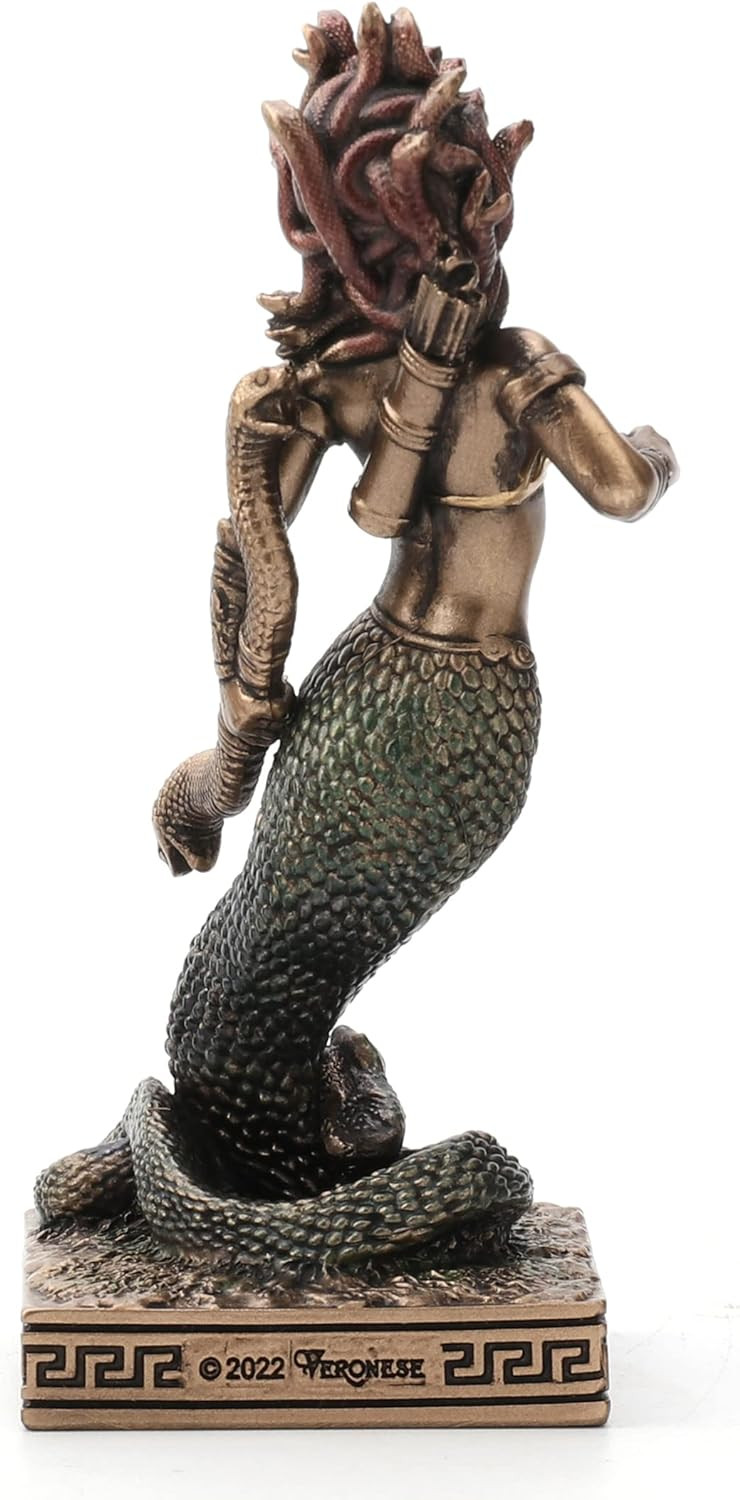 Veronese Design Medusa The Gorgon Resin Hand Painted Miniature Medusa, Bronze