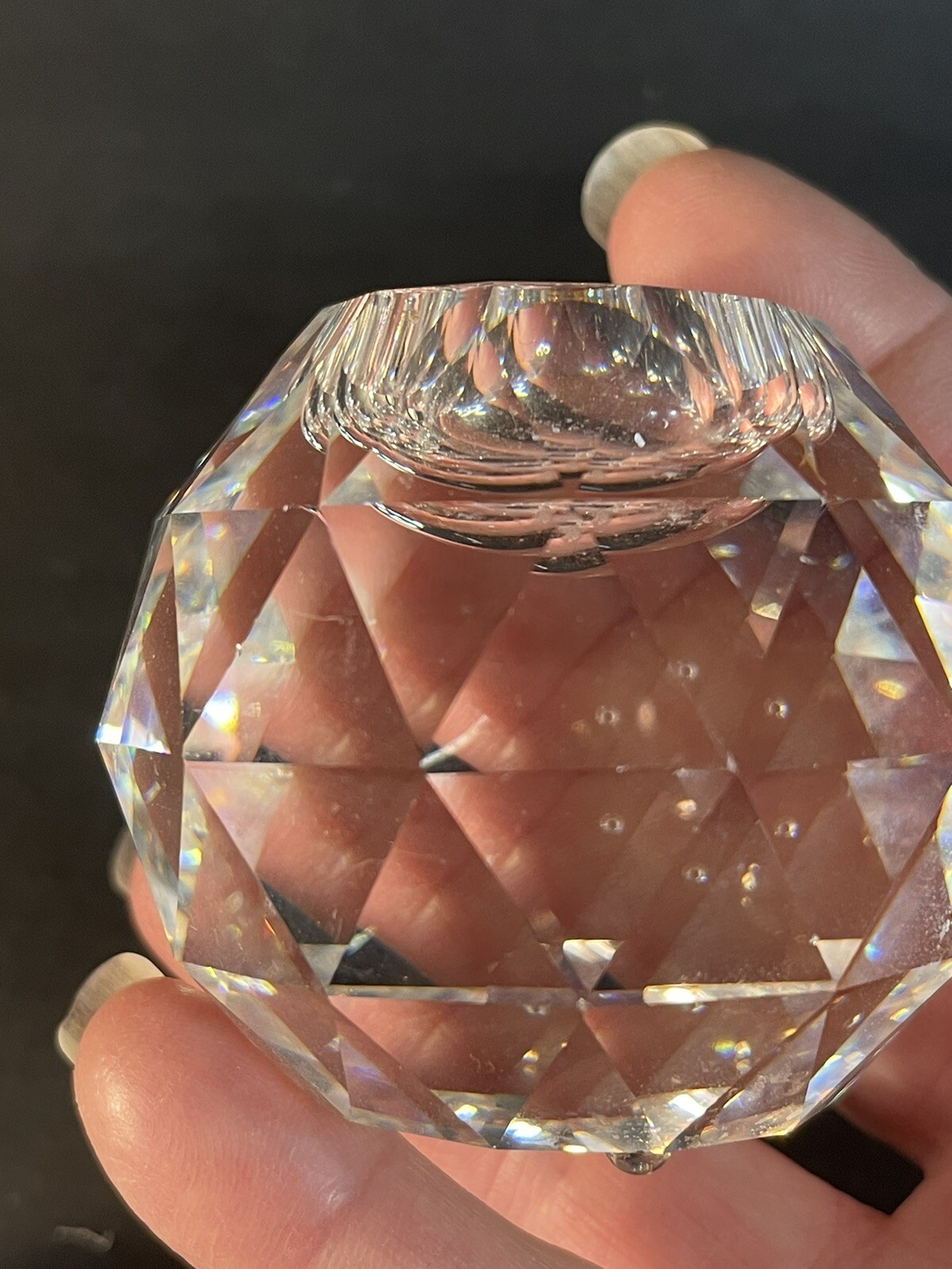 Swarovski Silver Crystal Faceted Ball Candle Holders 2 Sizes-small Chips On All