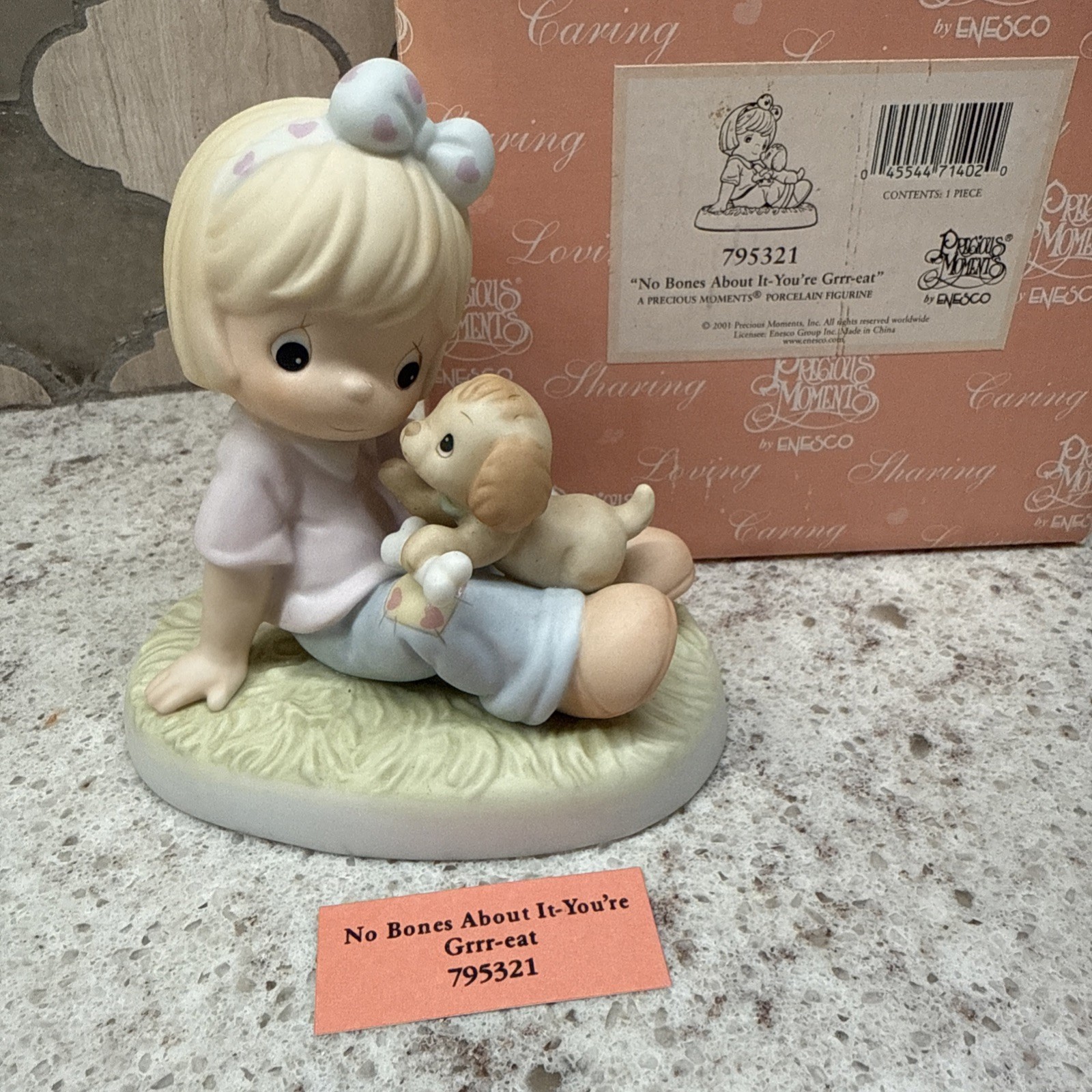 Precious Moments No Bones About It, You’re Grr-eat! 795321 2001 Girl Dog Bone