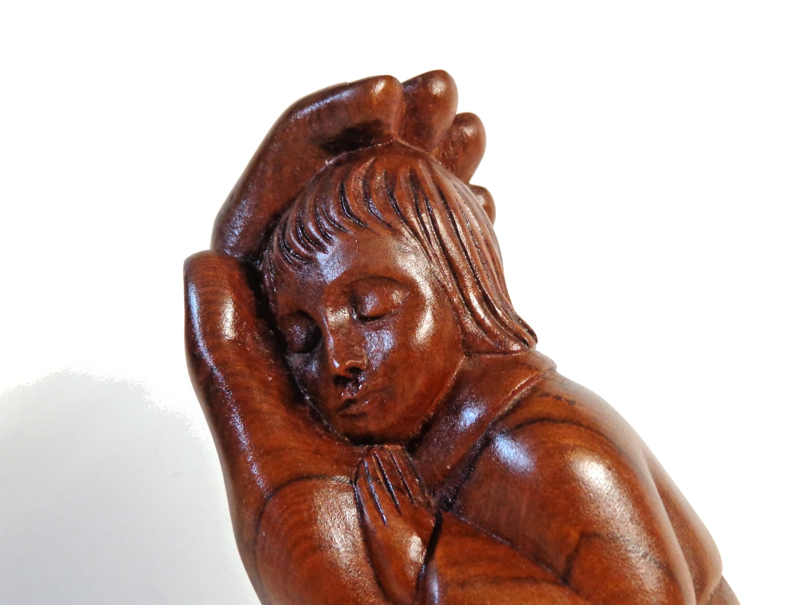 Vintage Hand Carved Wood Sculpture Child Held in Gods Hands Balinese or Similar