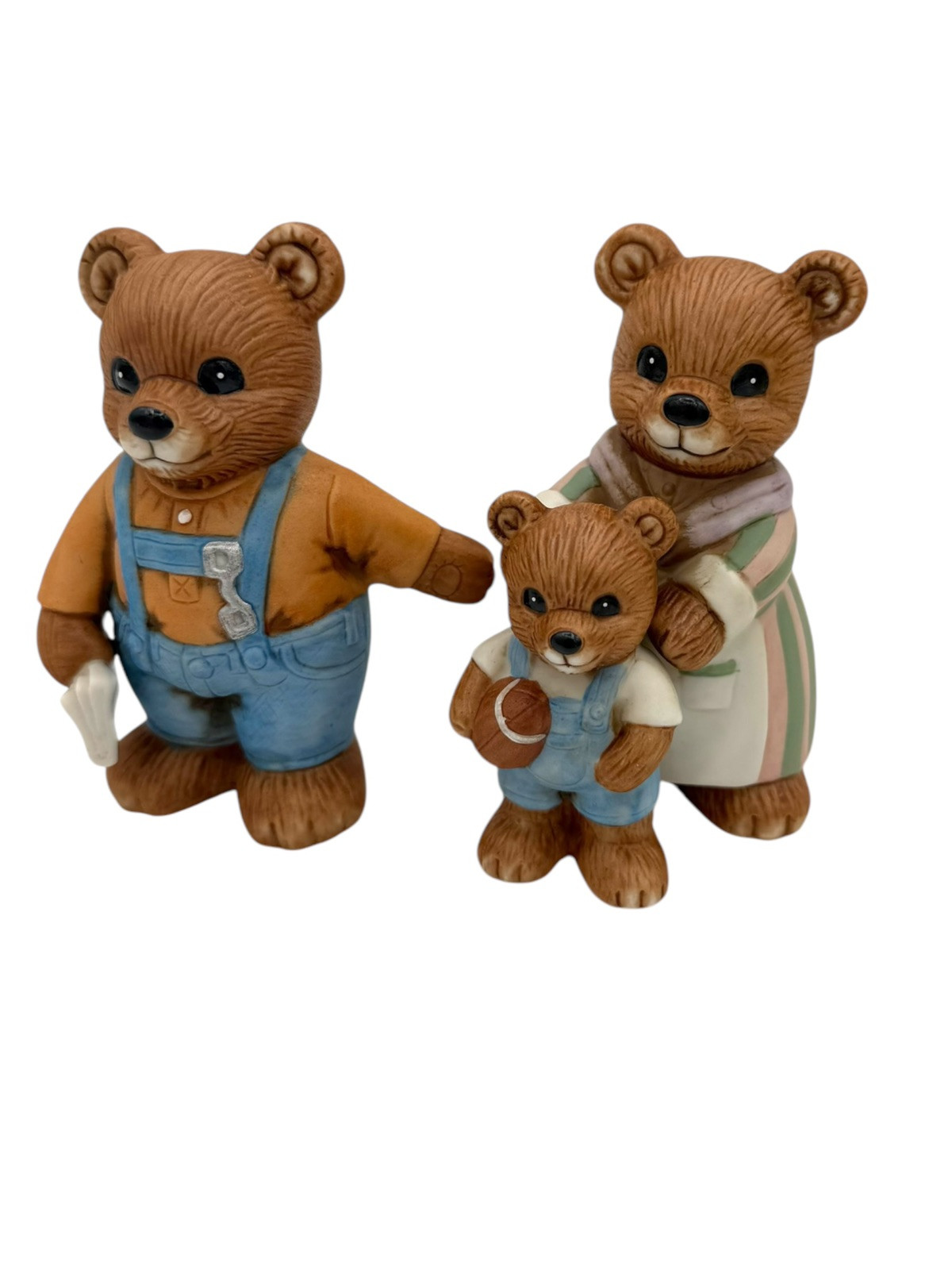 VINTAGE Homco Home Interiors #1450 Bear Family Figurines Dad Mom Son Set Of 2