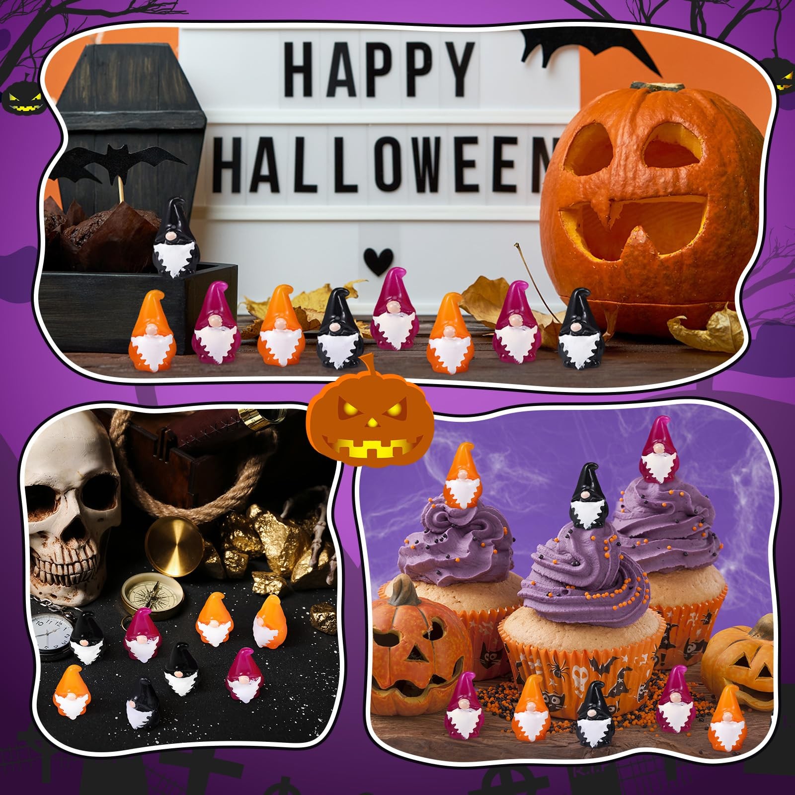 Wesiti 60 Pcs Halloween Mini Resin Gnomes Figurines Halloween Miniature Resin…