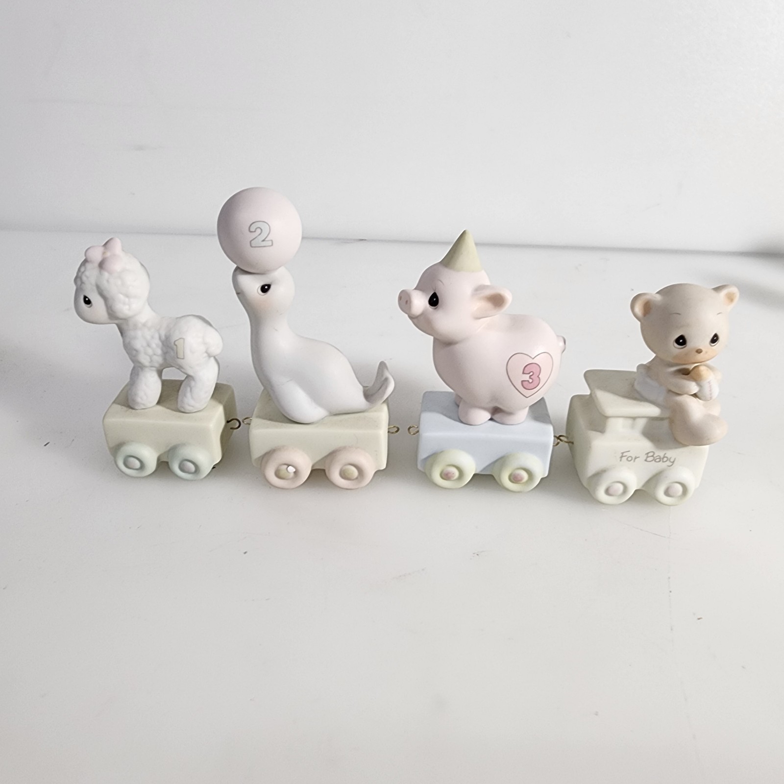 Precious Moments Birthday Train Ages 1,2,3,& Baby Set of 4