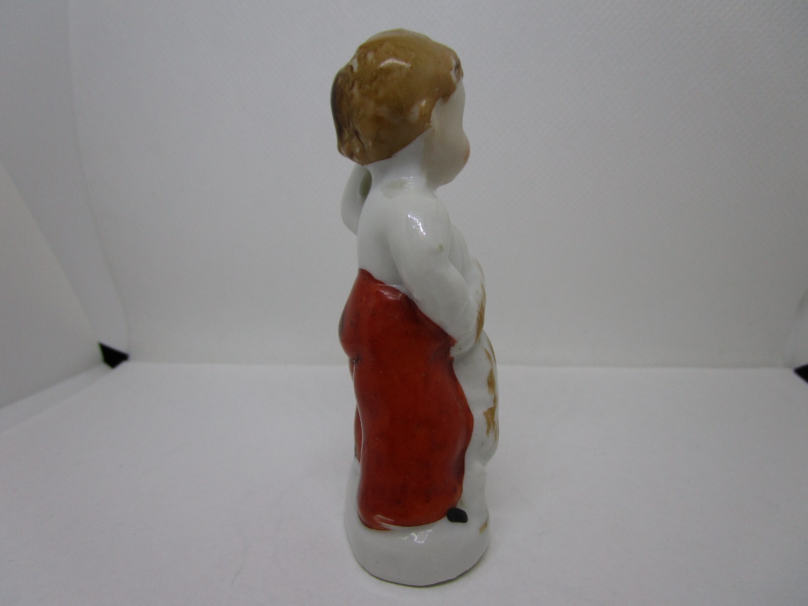 Vintage Japan Handpainted Porcelain Little Boy with Dog 3.5 inches tall