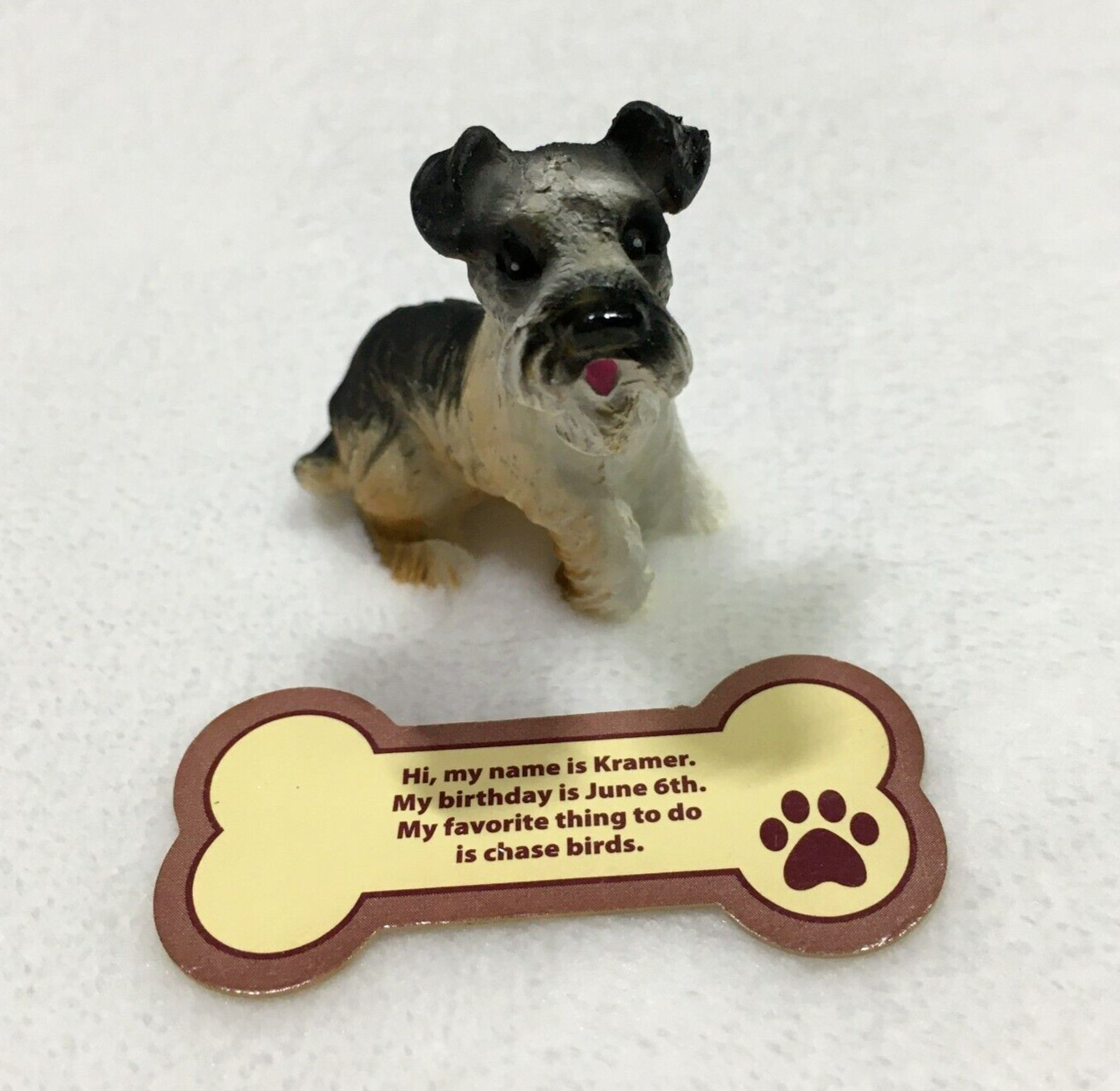 Vintage Sitting Schnauzer Dog Mini Resin Figurine 1.25 x 1.75″ Tall