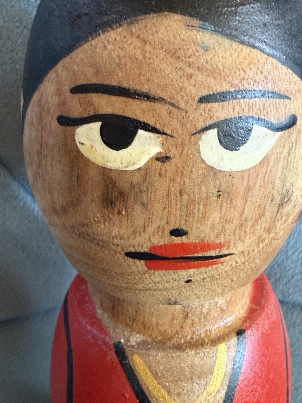 Primitive Wood ethnic peg Doll W/ Tea Lite Holder Hand Painted Collectible