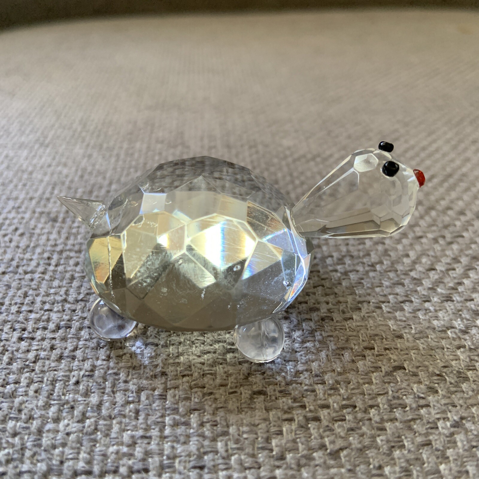 Crystal Turtle With Red Nose Amlong Brand Figurine Vintage 2.5 Inches