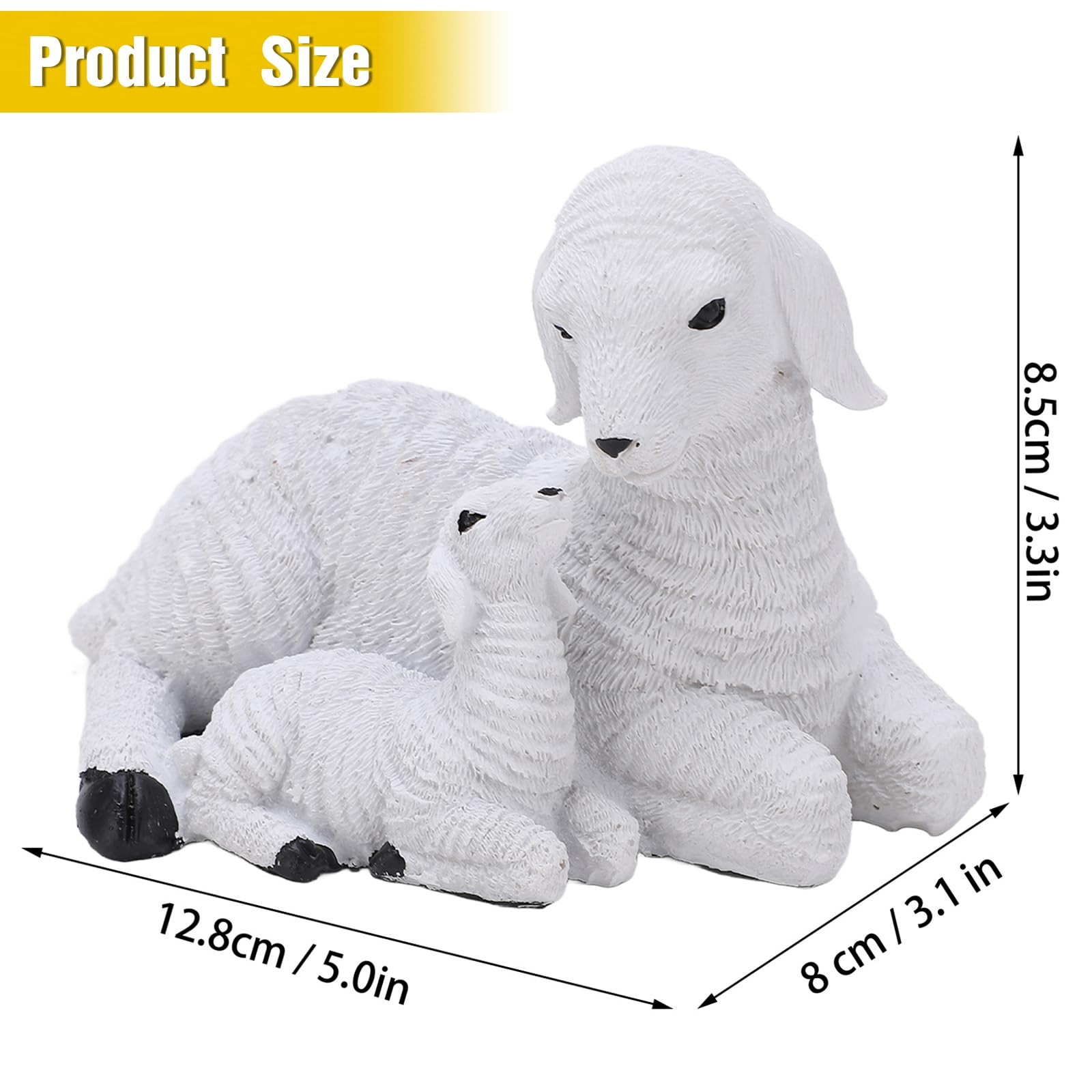 Sheep Resin Statue Nativity Figurines Rustic Distressed White Lamb