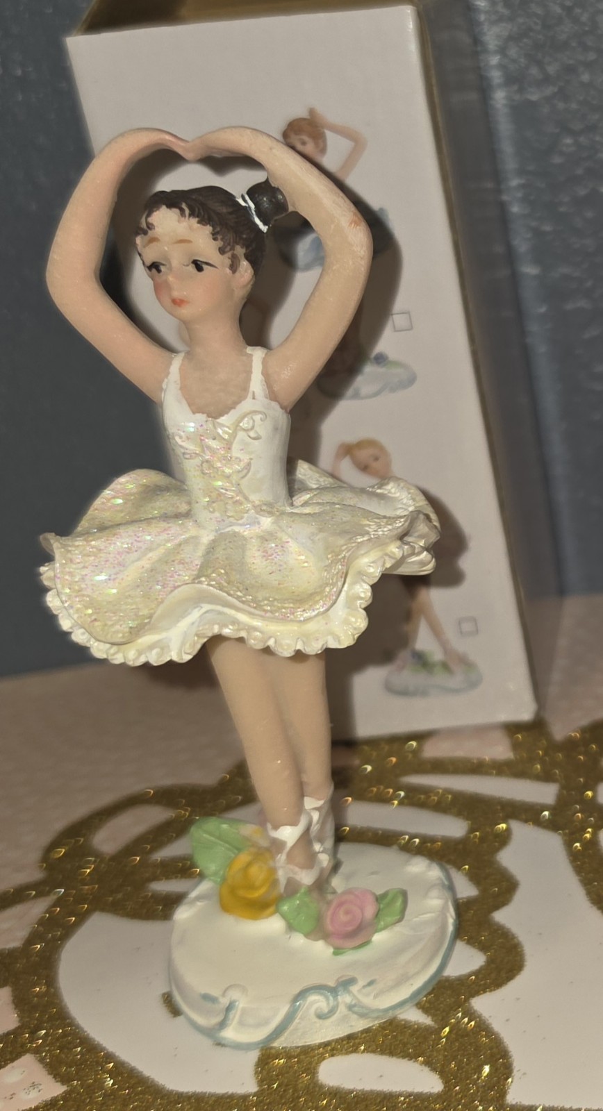 Three Burton + Burton 1 White, 1 Blue, 1 Pink Resin Ballerina Figurines W/Boxes