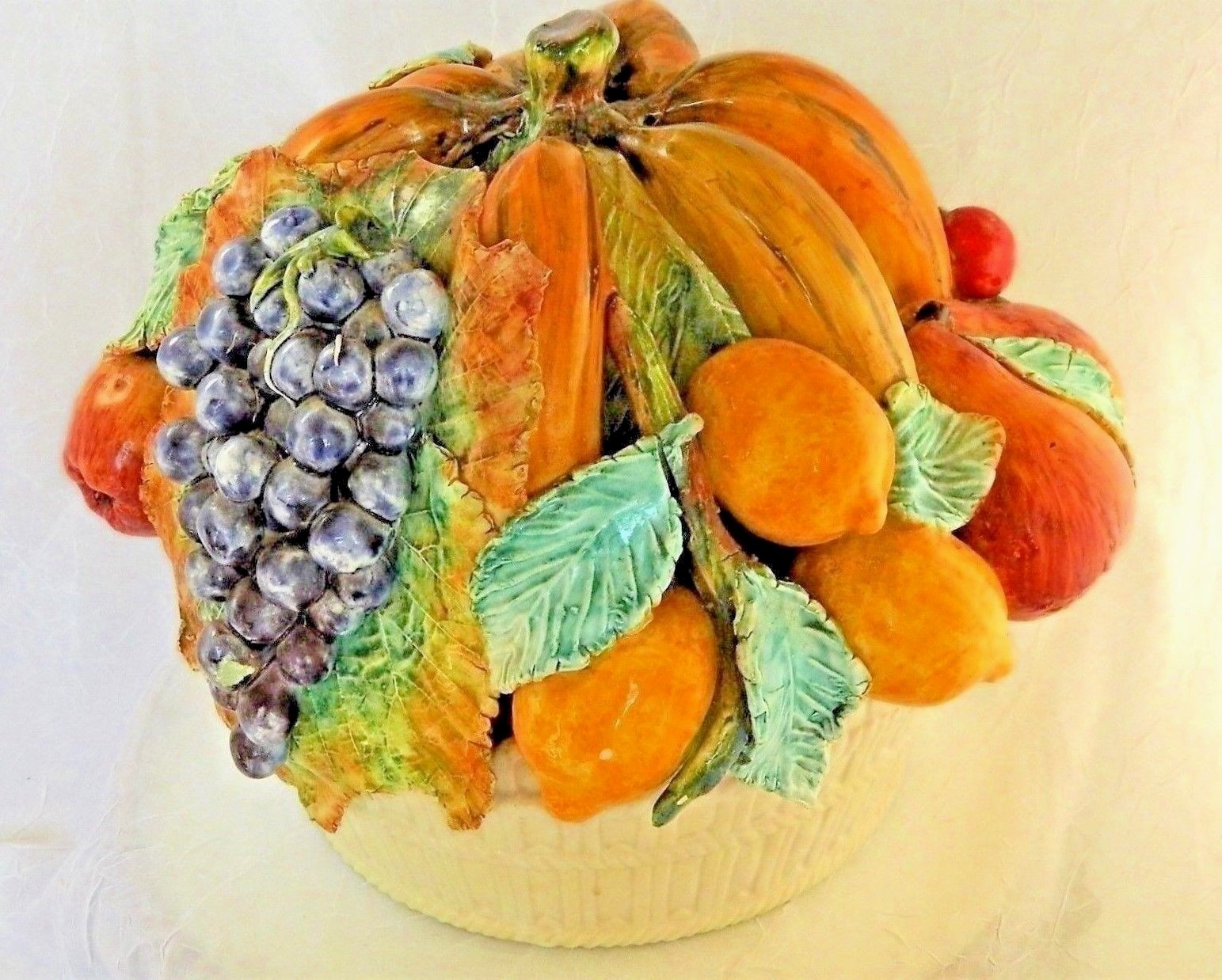 ~ ITALIAN MAJOLICA FRUIT BOWL c1920 ANTIQUE CENTERPIECE Spectacular! 9-10 lb” ~