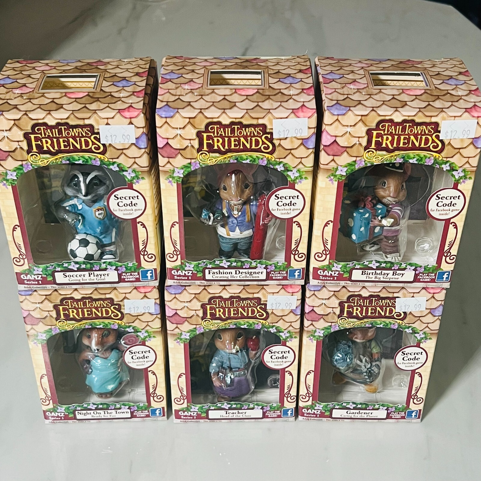 Ganz Tail Towns Friends – Lot of 6 Figurines – Facebook Game – Series 1 – New