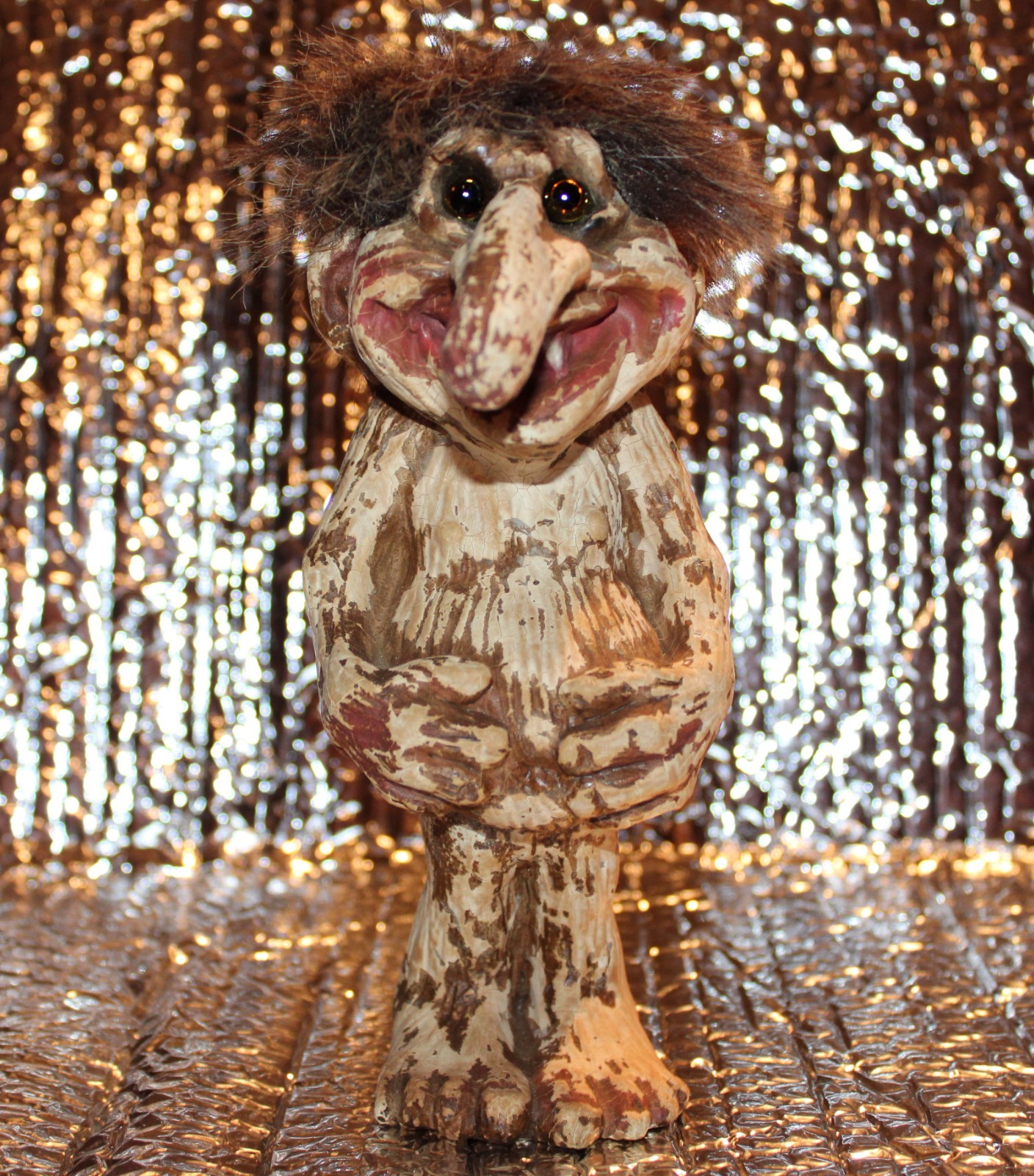 Display Nordic Troll Caveman Vintage Folk Art Figure Figurine Statue 7 5/8″ Tall