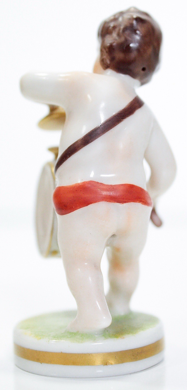 Antique MULLER VOLKSTEDT Dresden Boy Playing Drum & Cymbals Porcelain Figurine