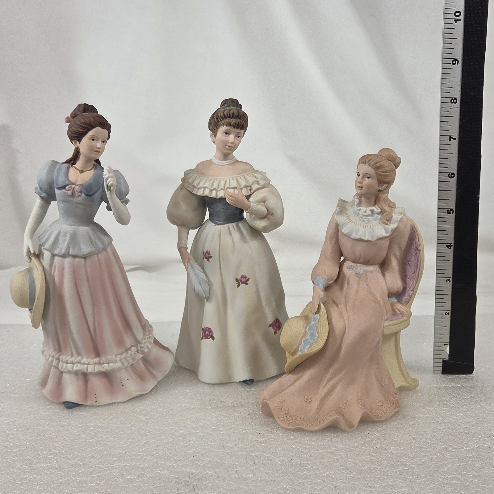 Victorian Lady Figurines Lot of 3 – Crossed Arrows Marked 1452, 1463, 1439 VTG