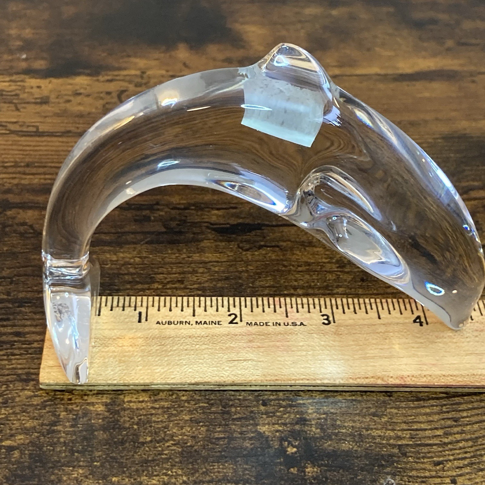 BACCARAT France Crystal Dolphin Diving Playing Figurine Stamped 4.5″L x 4″H