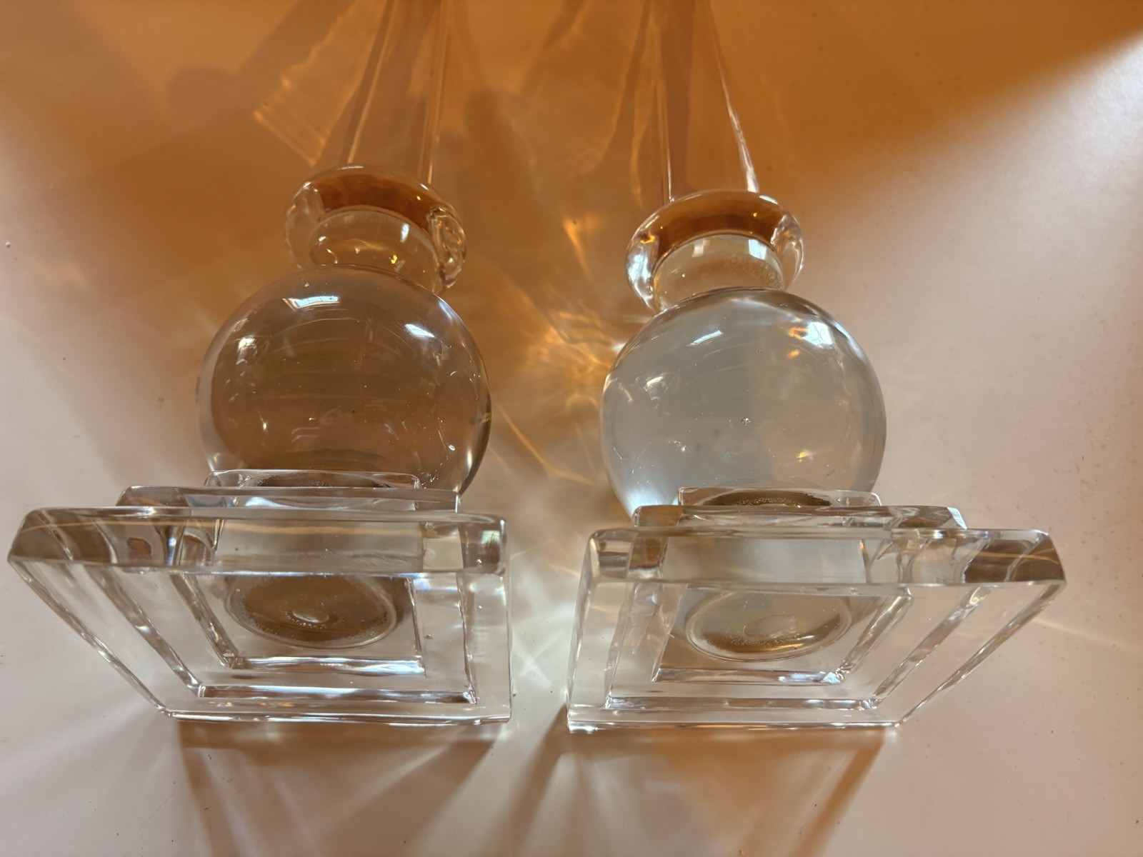 Pair Of Abstract Glass Sculptures Both Are 17 Inches Tall Absolutely Stunning
