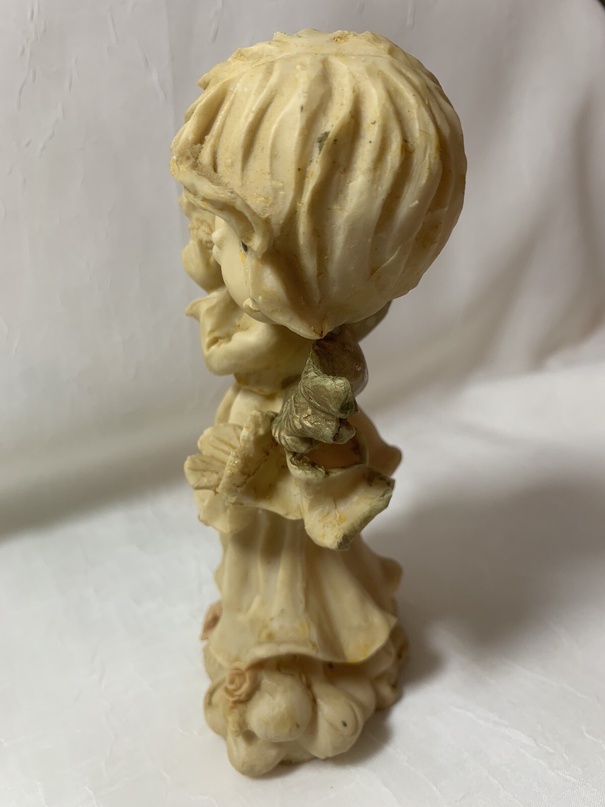 Vintage Angel Figurine Vintage Decor Religious Art Statue Shelf Decoration Beige