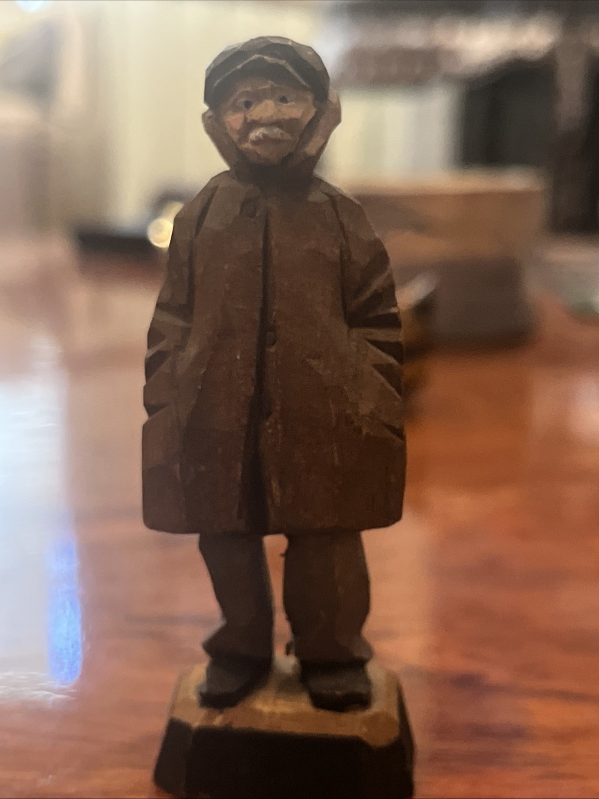 Vintage Rosaire Audet Wood Carving Quebec Canadian Folk Art Man Figurine 3.5”