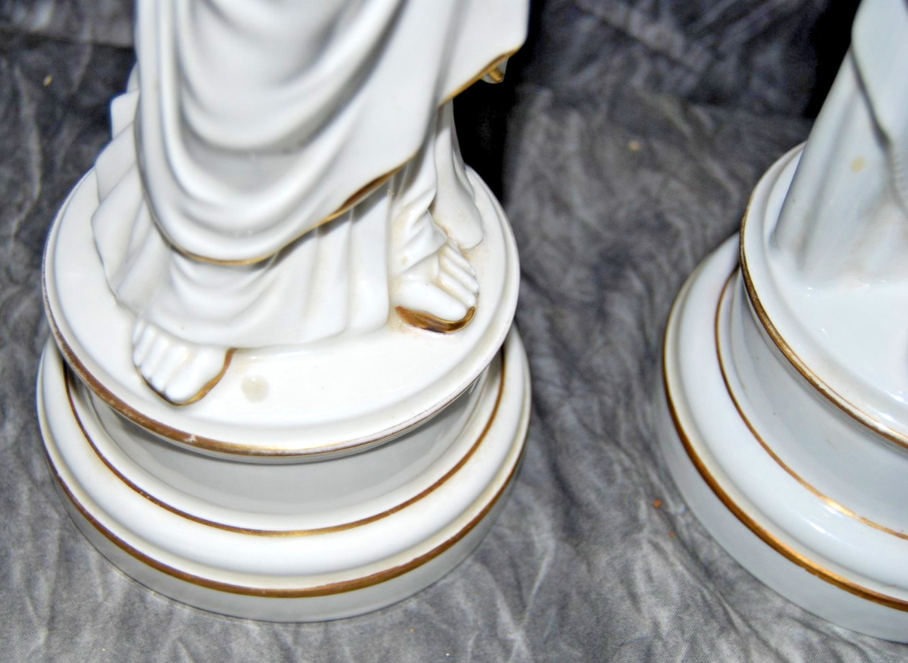 Vintage Porcelain Figurine Athena & Ares Greek God Statues Gold Trim Meissen?