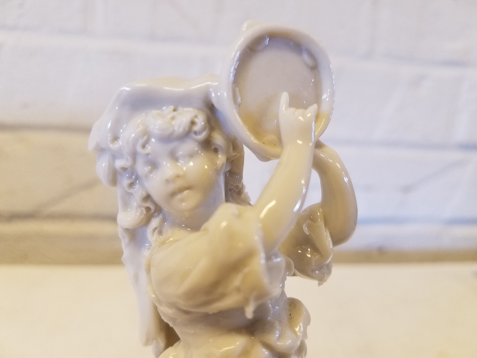 Ant German Porcelain Figurine Likely Dresden Gitane Dancer Girl w/ Tambourine