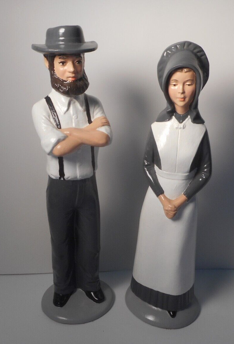 Vintage Ceramic Mold- Amish Man & Woman Figurines -Hand-painted Retired