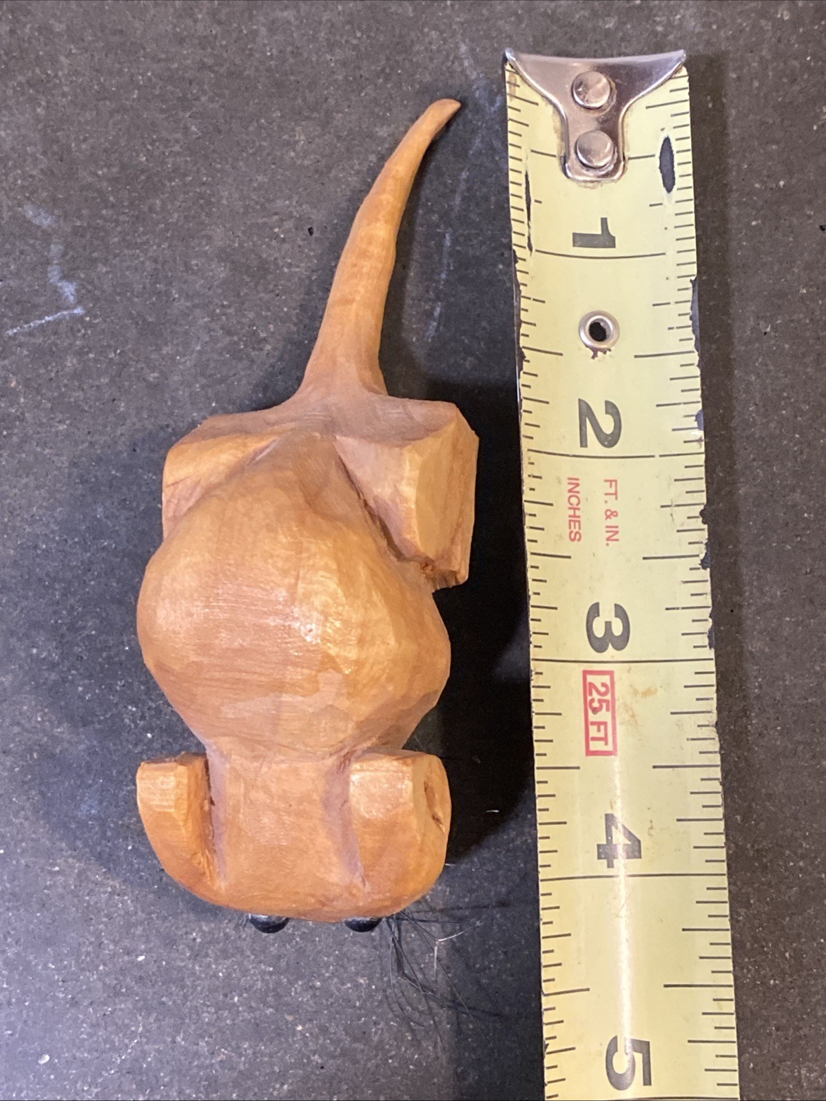 Carved Wooden Mouse Figurine Shelf Sitter, signed by artist