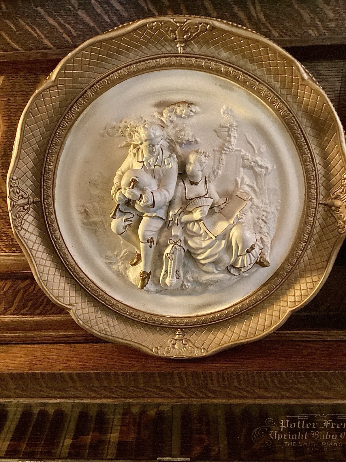 Vintage Alexander Backer Chalkware Wall Hanging Plaque Victorian (Set of 2)