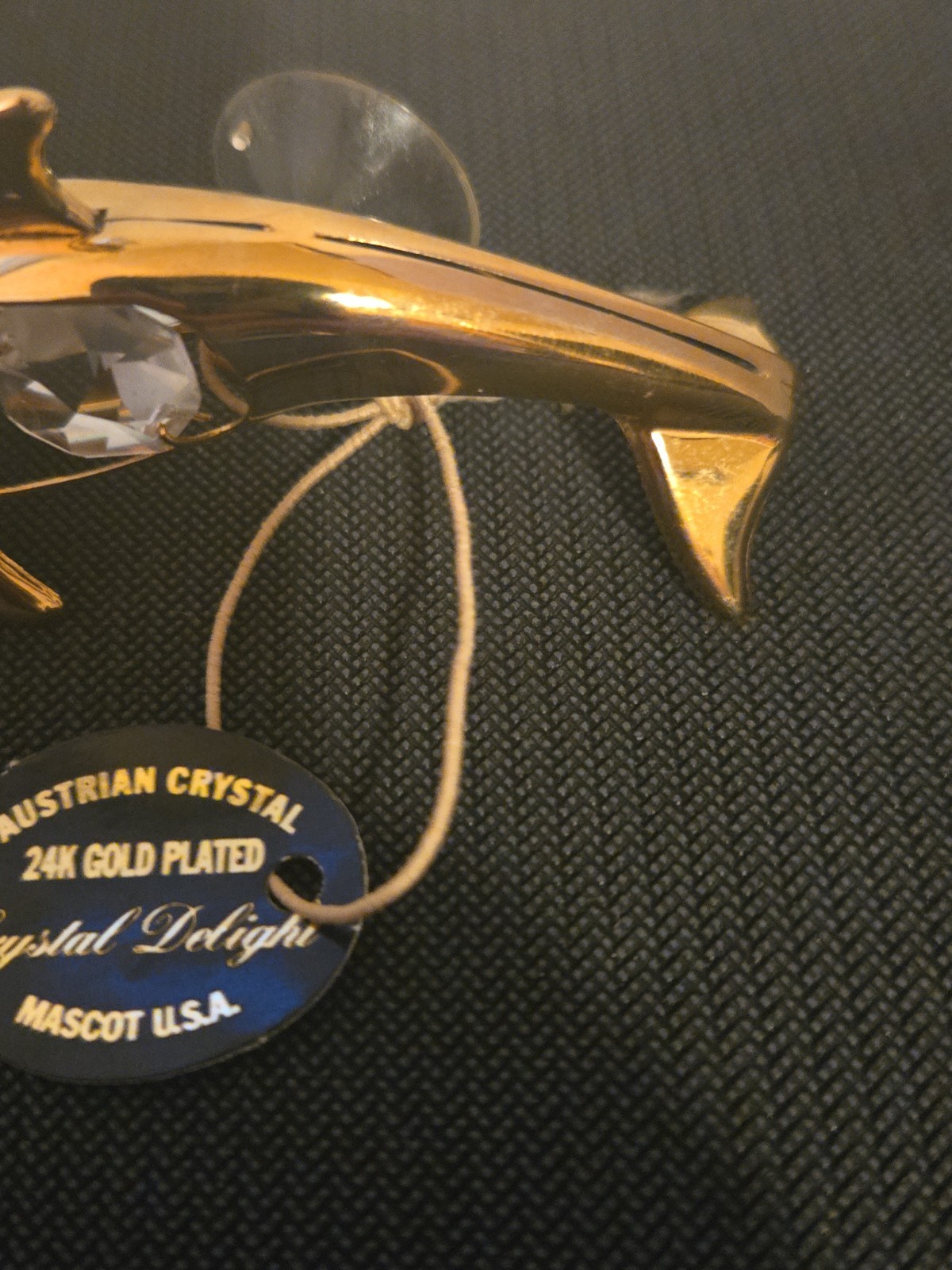 24K Gold Plated Suncatcher with Austrian Crystal – Dolphin – 4 inch