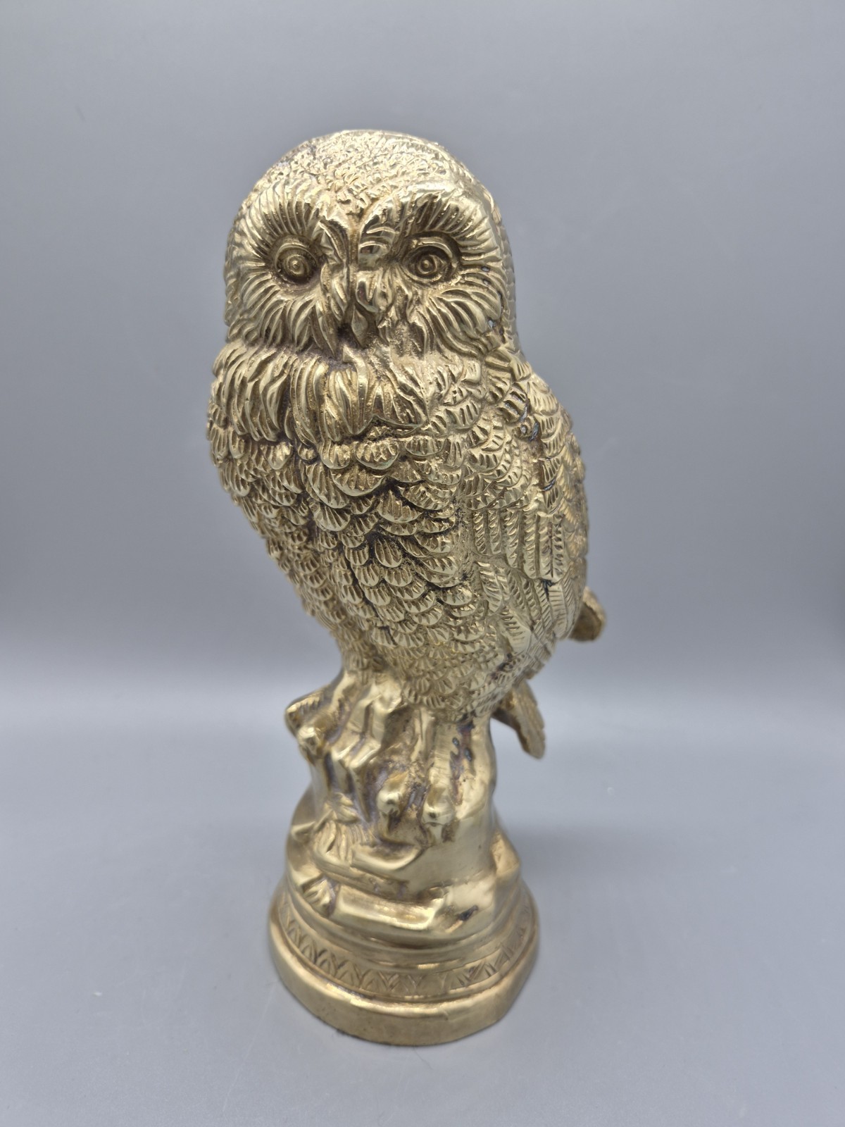 9 Inch Heavy Brass Owl Staue #93157 Made In India. Excellent Condition