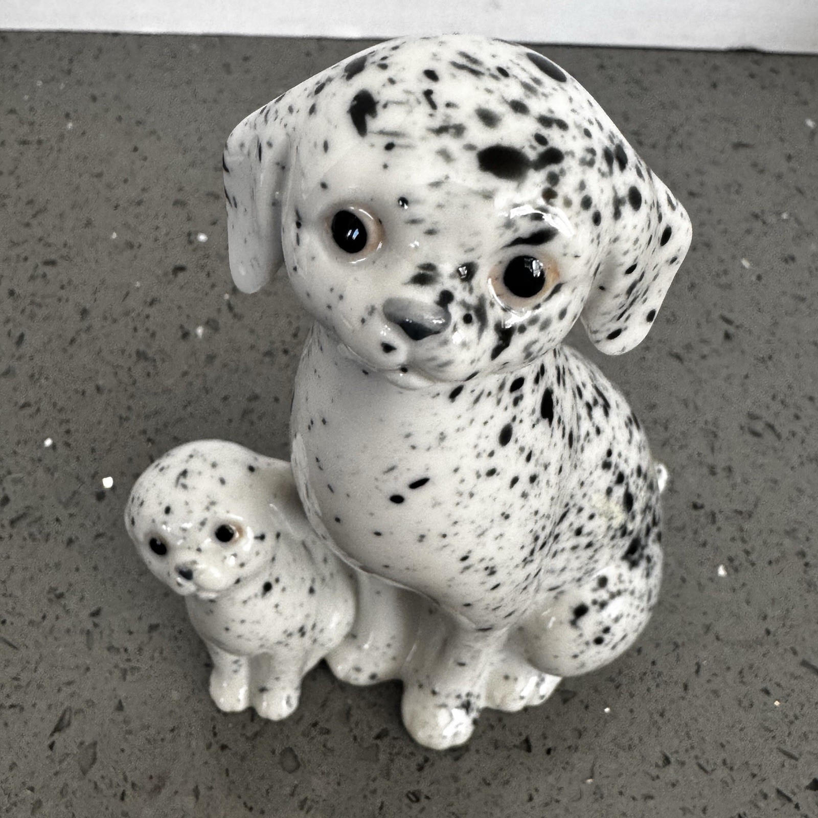 Leed’s Giftware Spotted Dog & Pup Pekingese? Vintage United Kingdom 4.75″T C281
