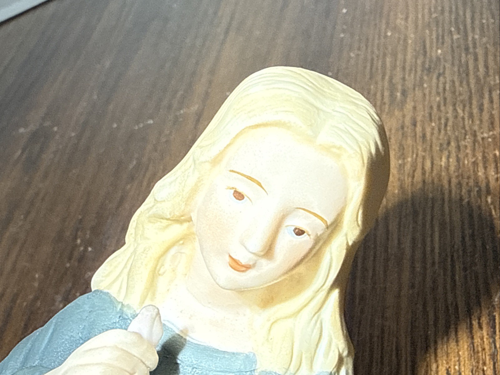 Vintage Midcentury Madonna Mother & Child Blue Figurine Sanmyro Taiwan