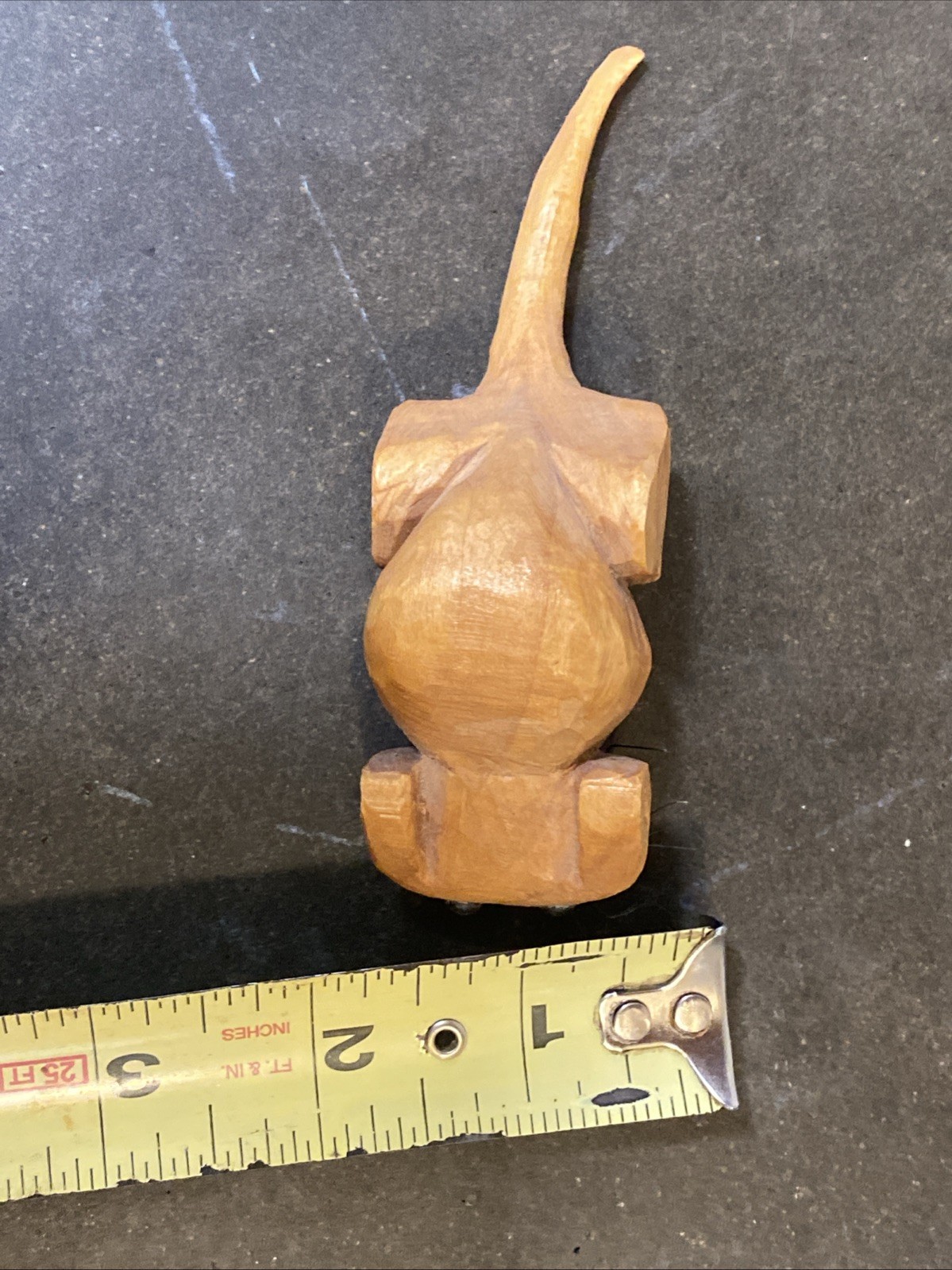 Carved Wooden Mouse Figurine Shelf Sitter, signed by artist