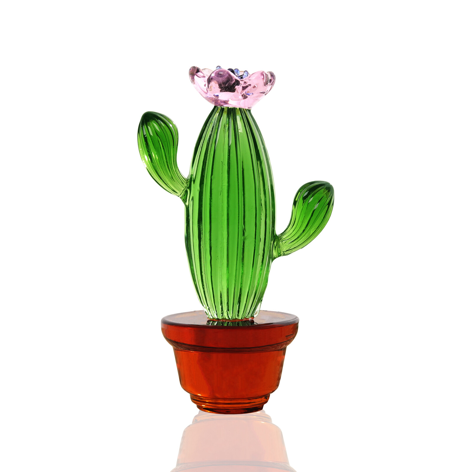 Crystal Cactus Figurine Collectible Glass Cactus Ornament Table Decor Gift
