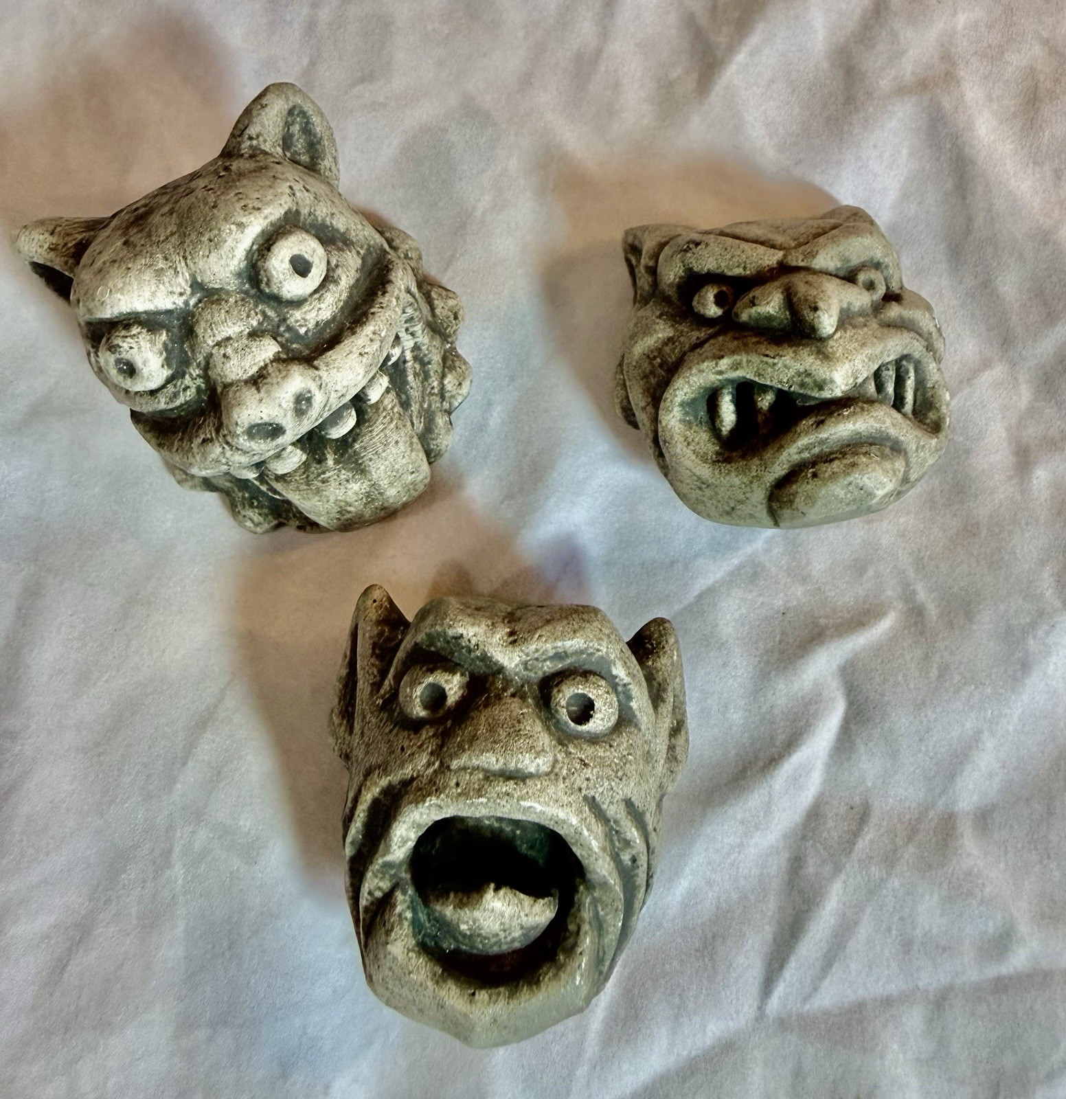 Set Three Rocket Dog Gargoyles Miniature Wall Hangings Whimsical