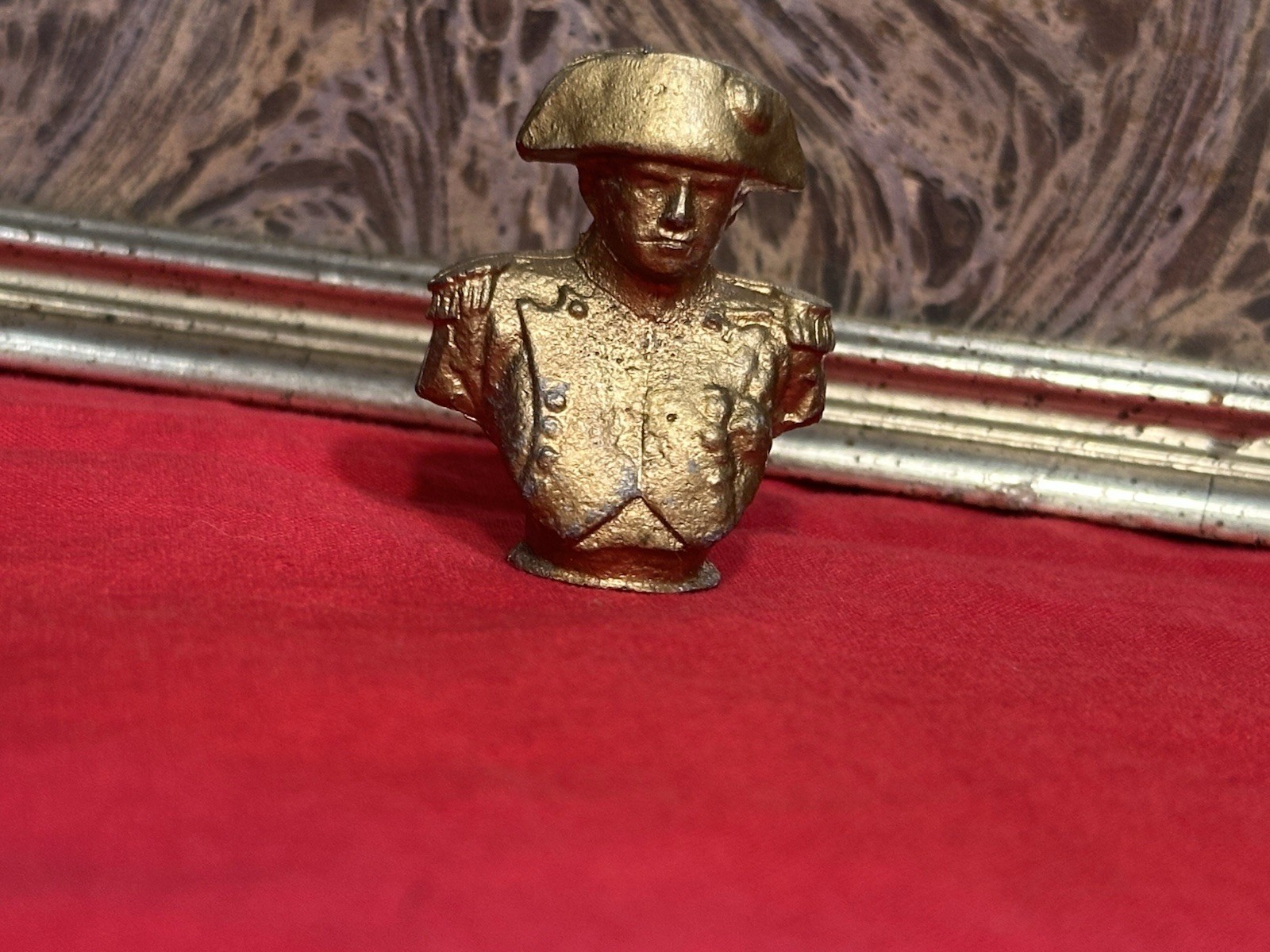 Vintage Miniature Napoleon Bust 1 3/8” Brass Or Cast Metal Heavy Weight Mini