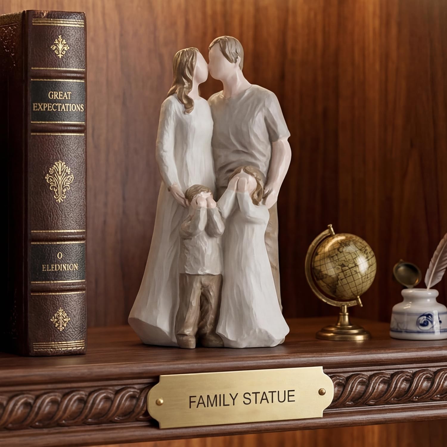 Sweet Family Figurine Parent Children Statue White Decorative Home Accent Decor