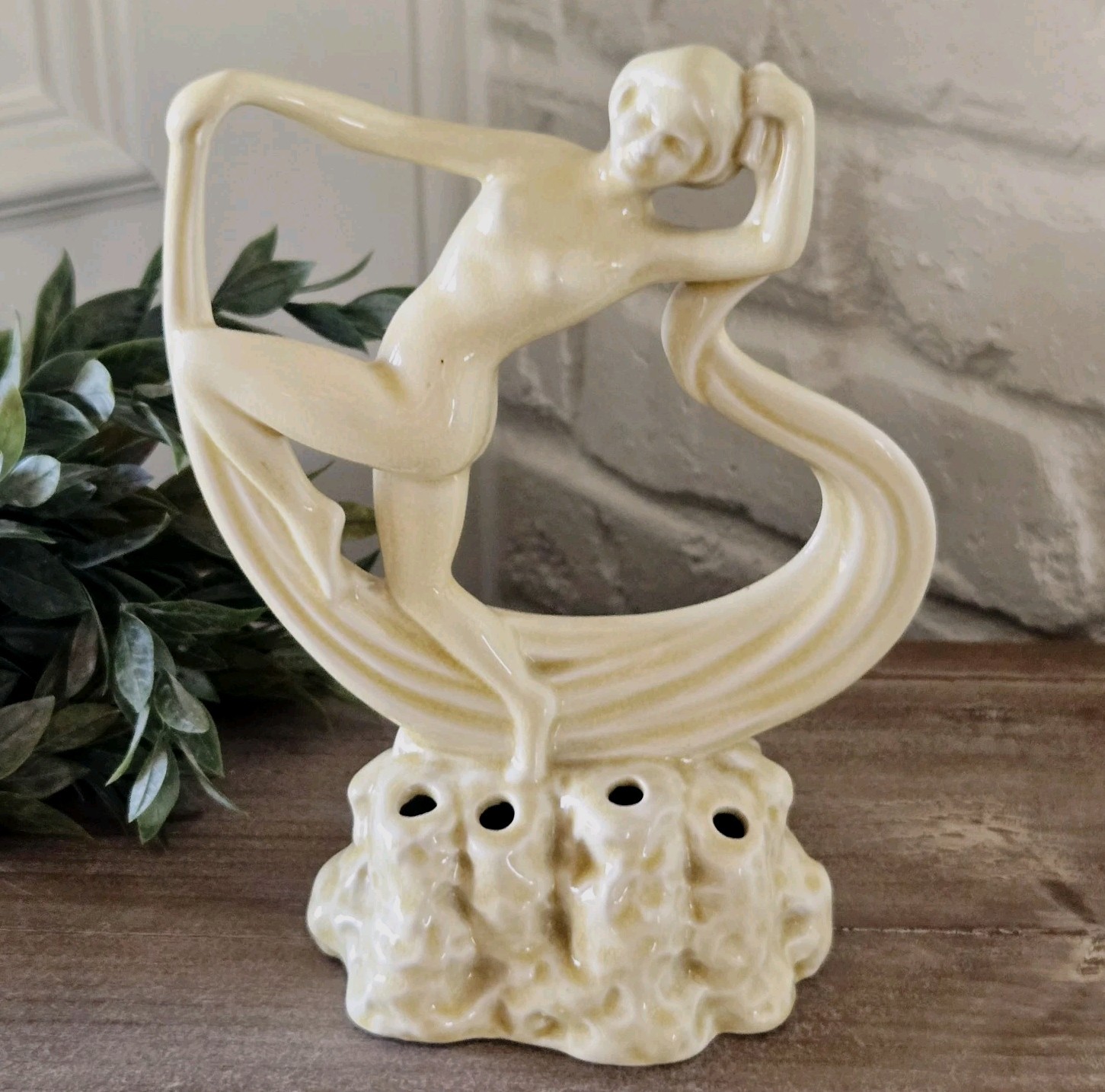 Vtg Art Nouveau 1930s Posy Holder/Porcelain Figurine, Dancing Lady, England/UK